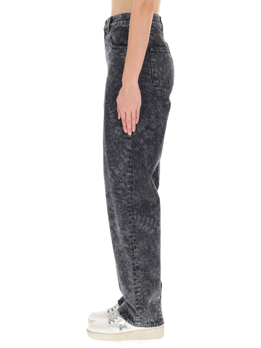 Golden Goose Straight Jeans With Floral Motif In Black