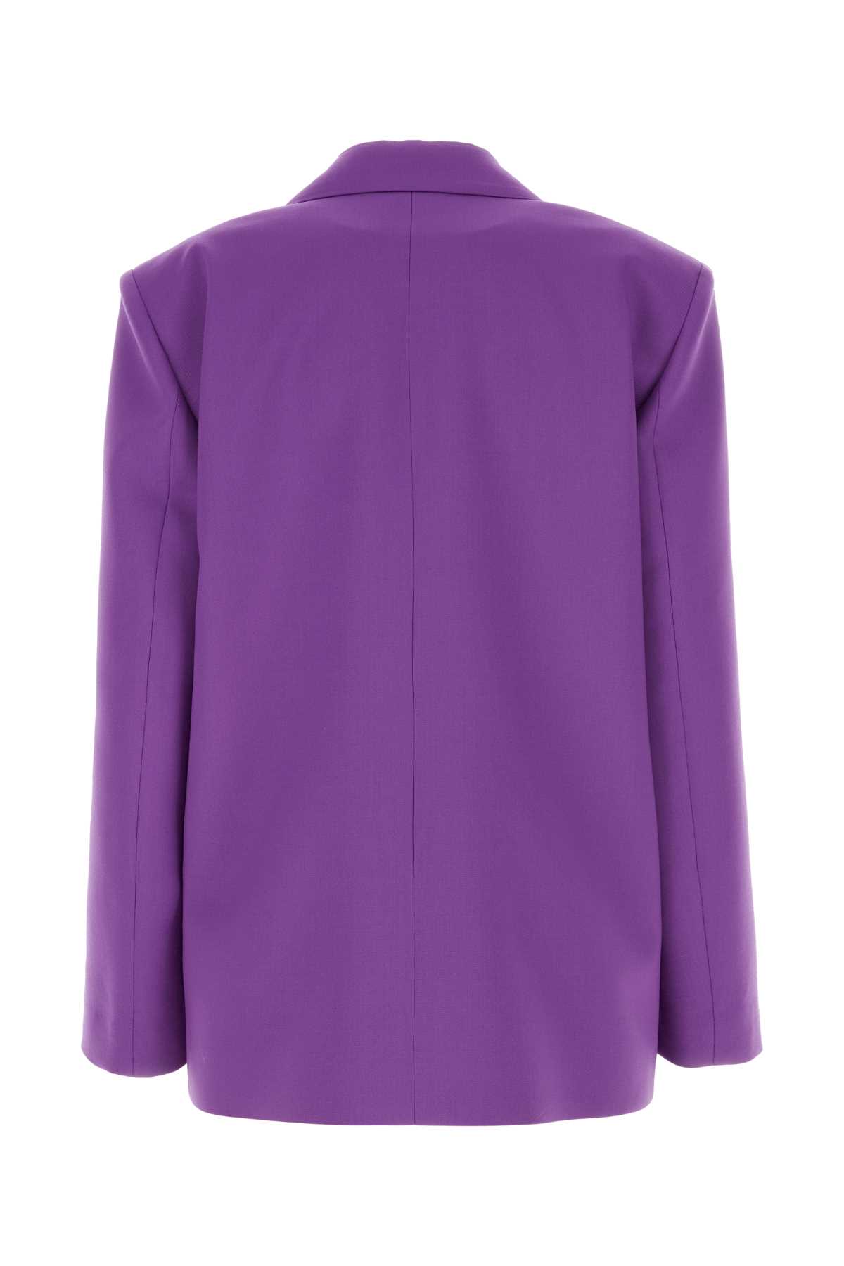 Shop Msgm Purple Stretch Wool Blazer In Violet