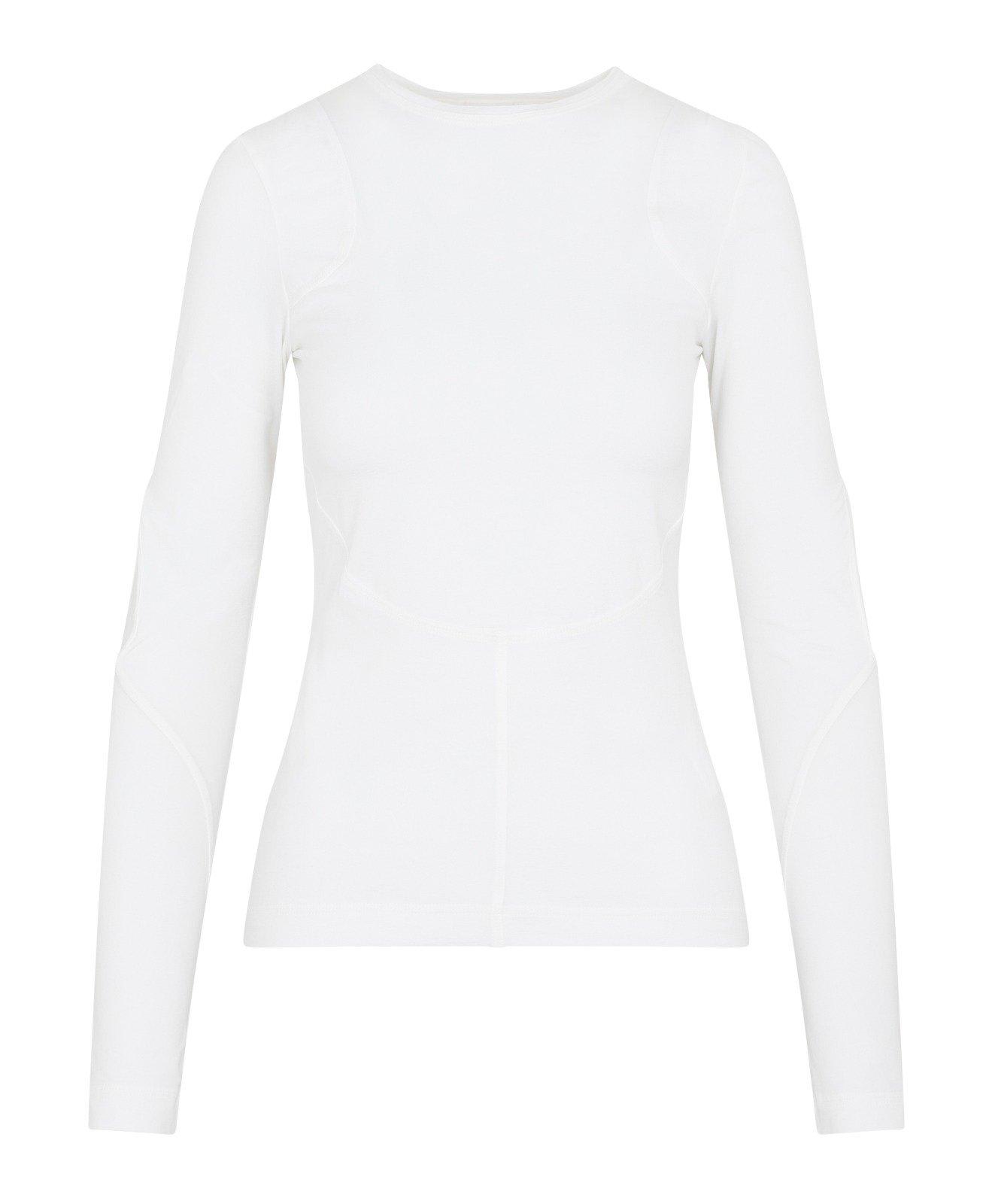 Givenchy Cut-out Long-sleeve Stretch-jersey Top In Bianco