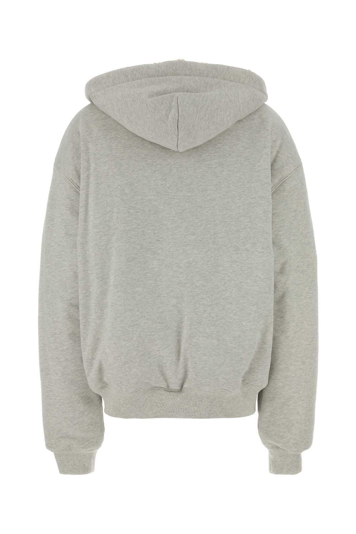 Magda Butrym Oversized Hooded Cotton Sweatshirt Kangaroo Pockets In Gray