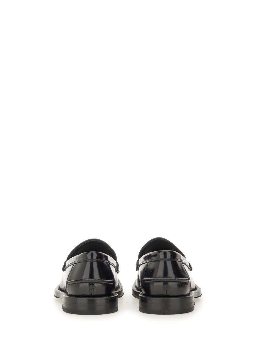 Moschino Classic Penny Loafer With Stacked Heel In Black