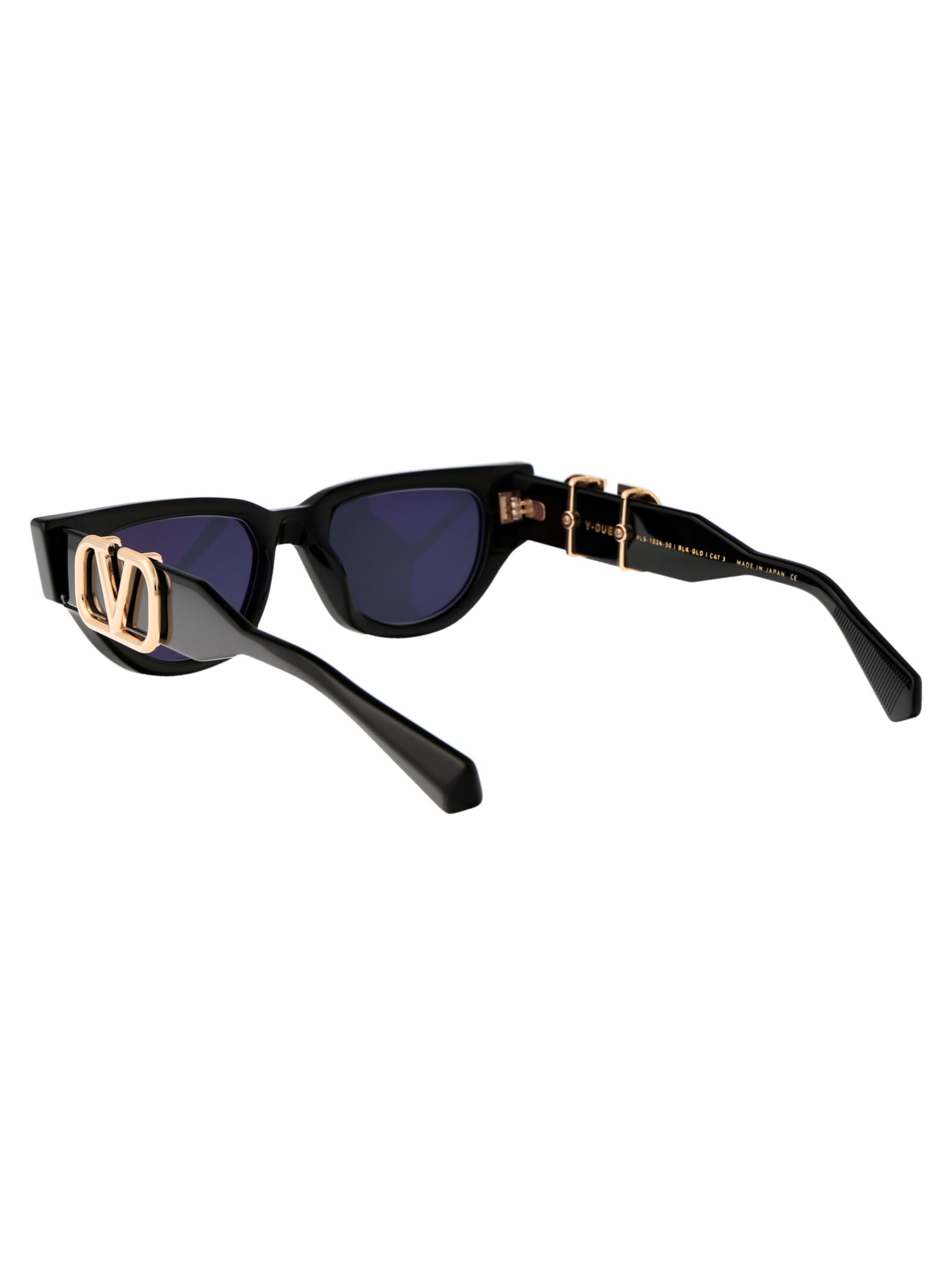 Shop Valentino V - Due Sunglasses In 103a Blk - Gld