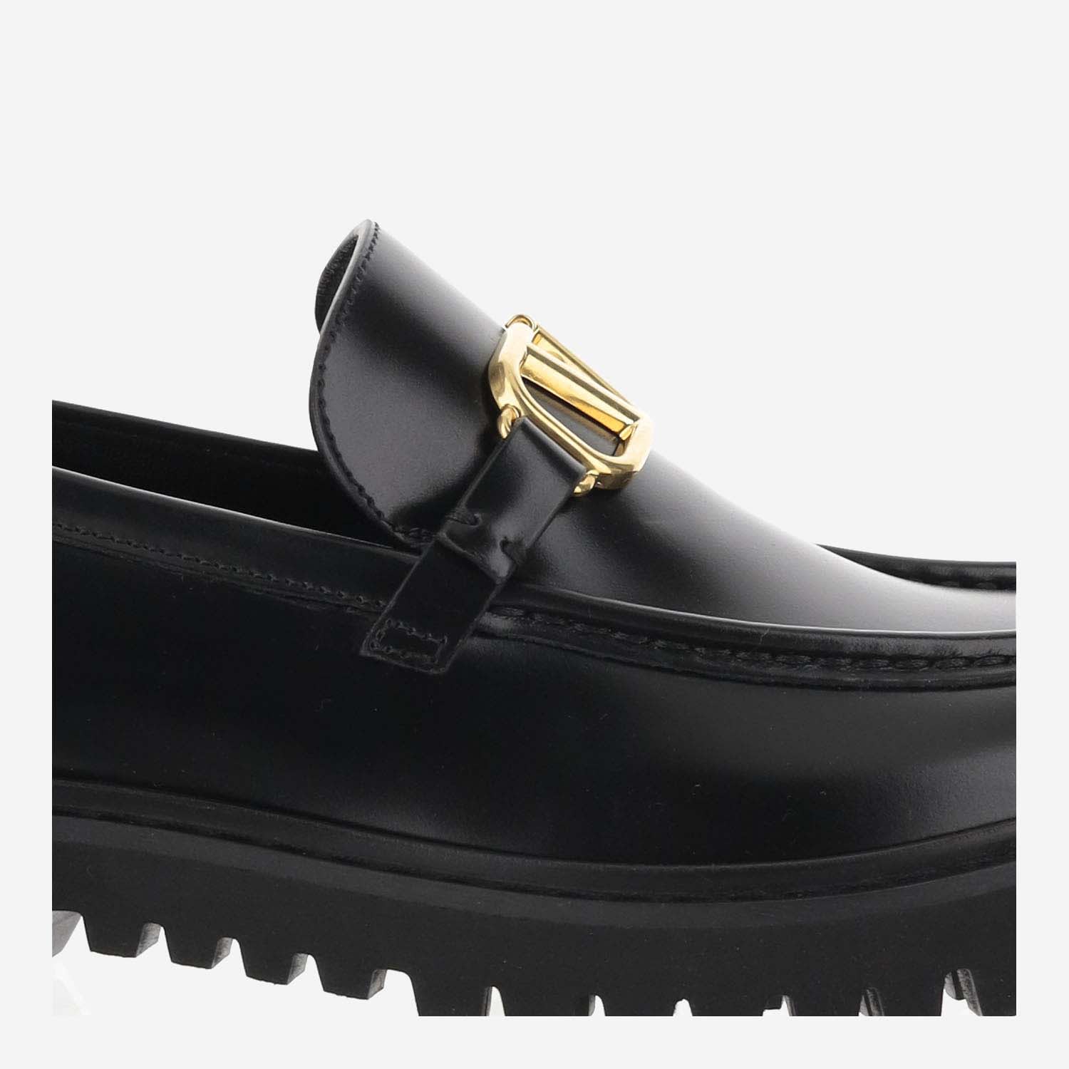 Shop Valentino Vlogo Signature Calfskin Loafers In Black