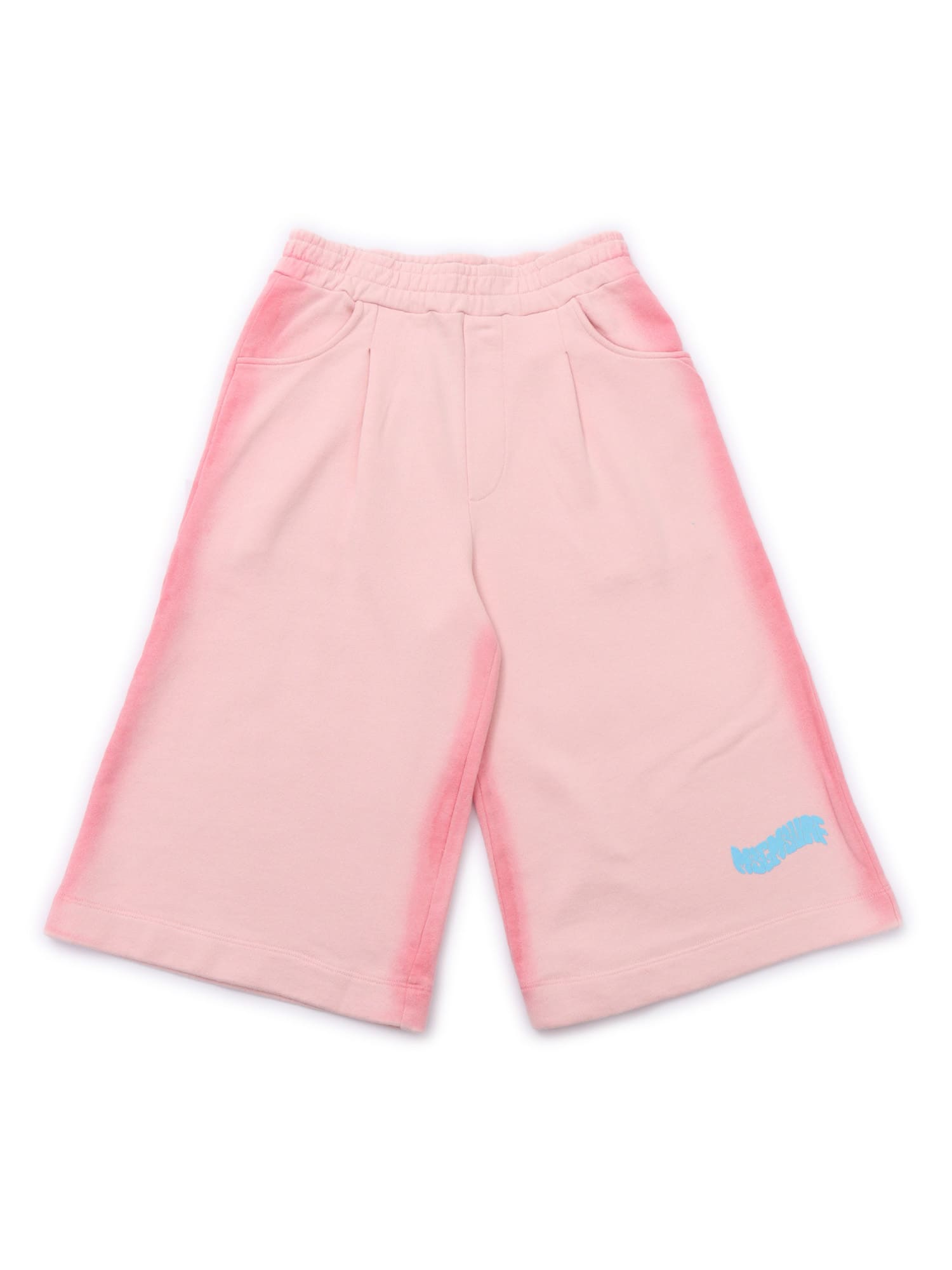 Msgm Kids' Fleece Airbrushed Bermuda Unisex In Pink