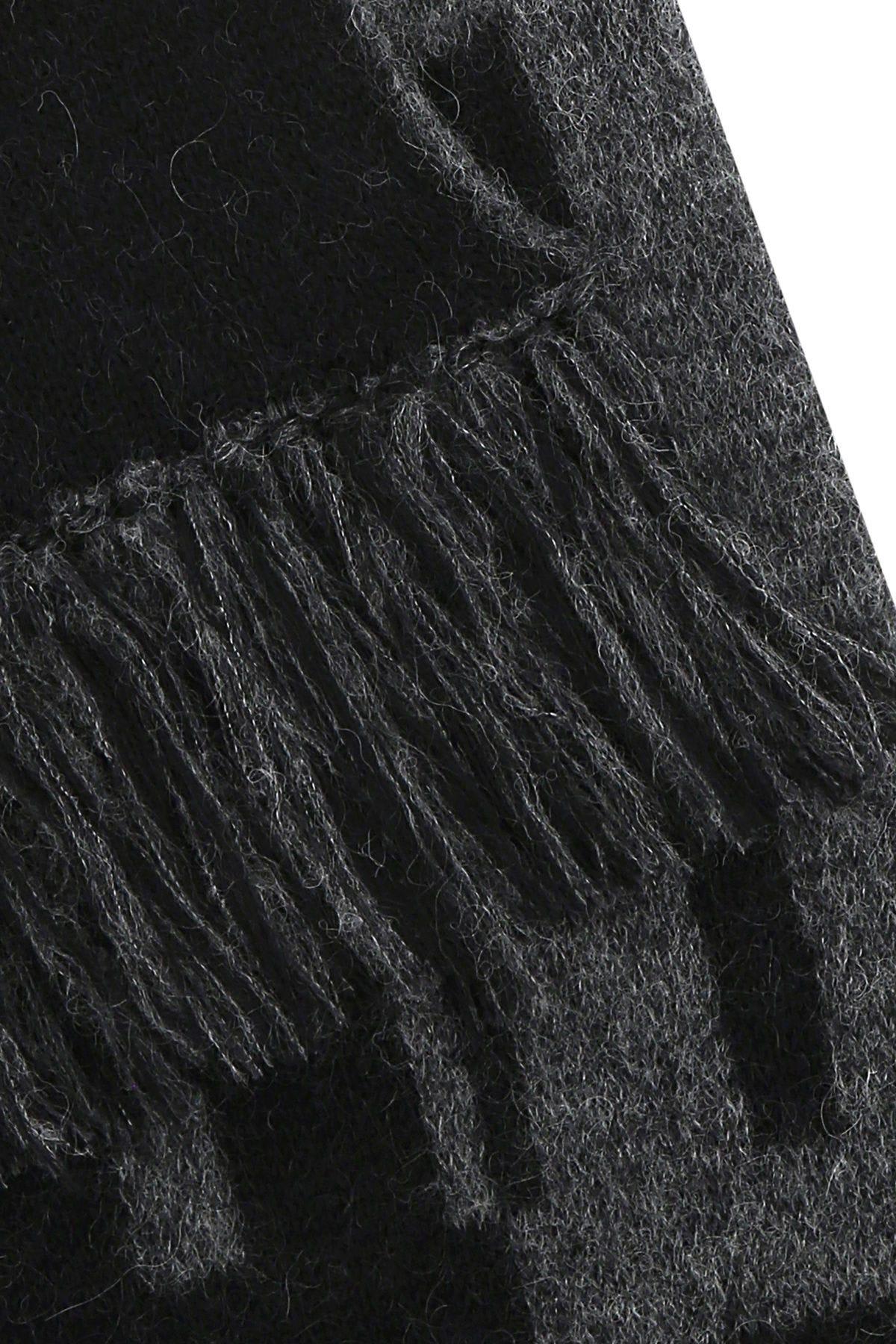 Shop Saint Laurent Printed Wool Blend Scarf In Black