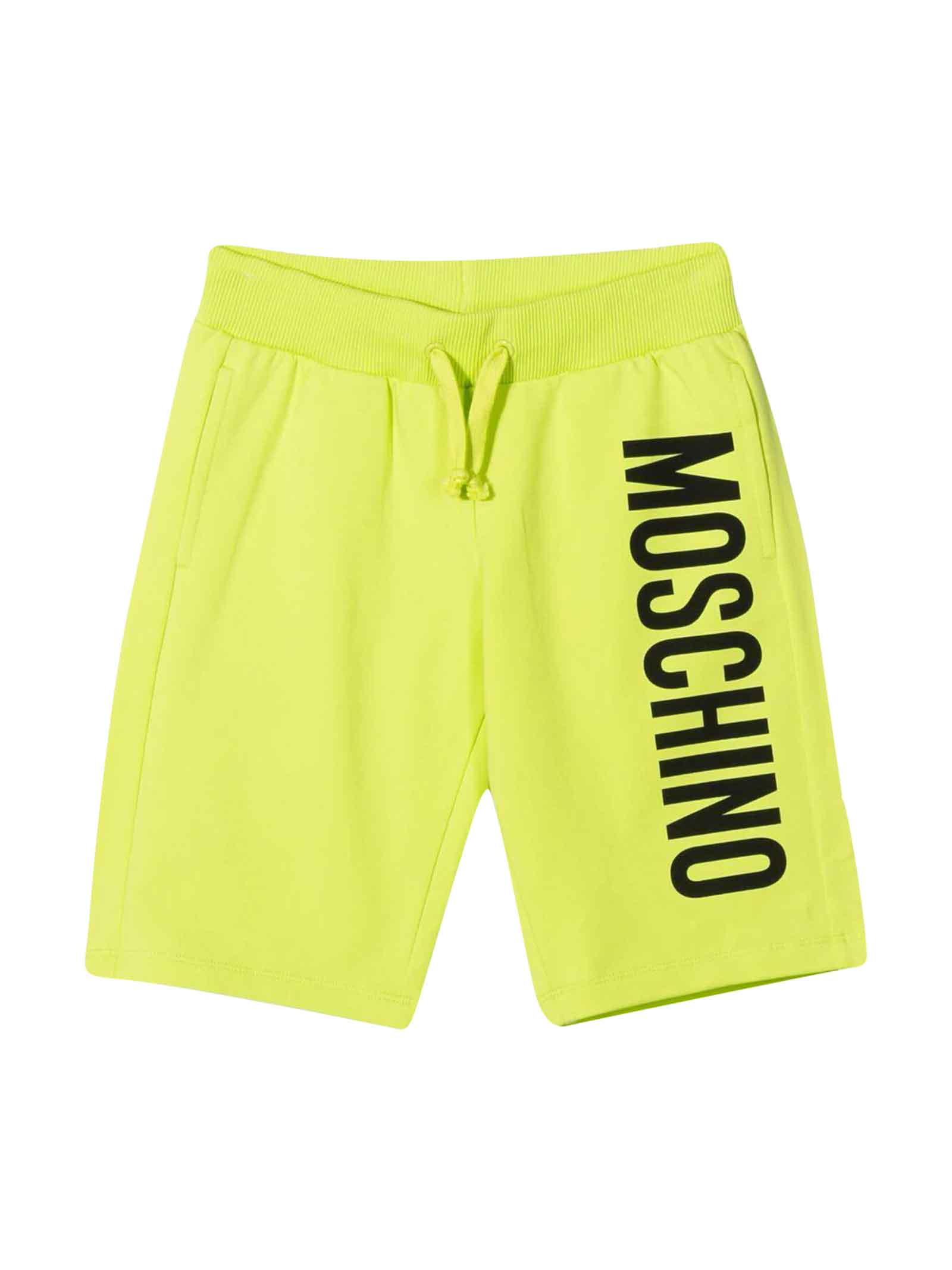 Moschino Yellow Bermuda Shorts With Black Logo