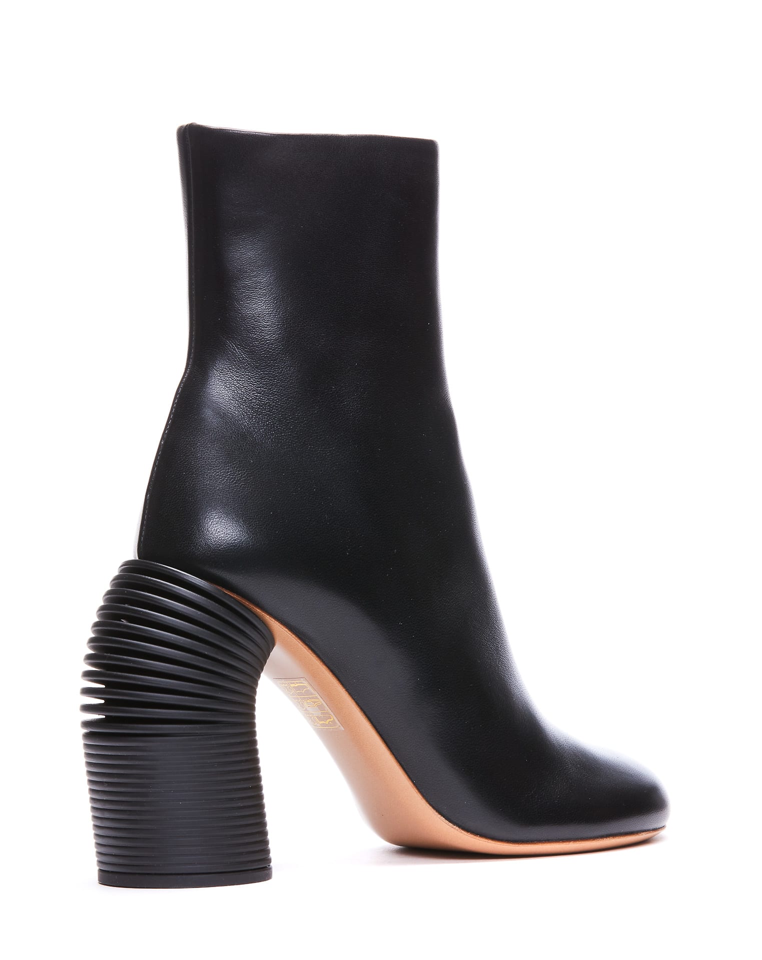 Off-white Leather Spring Booties Statement Heel 11 Cm In Nero