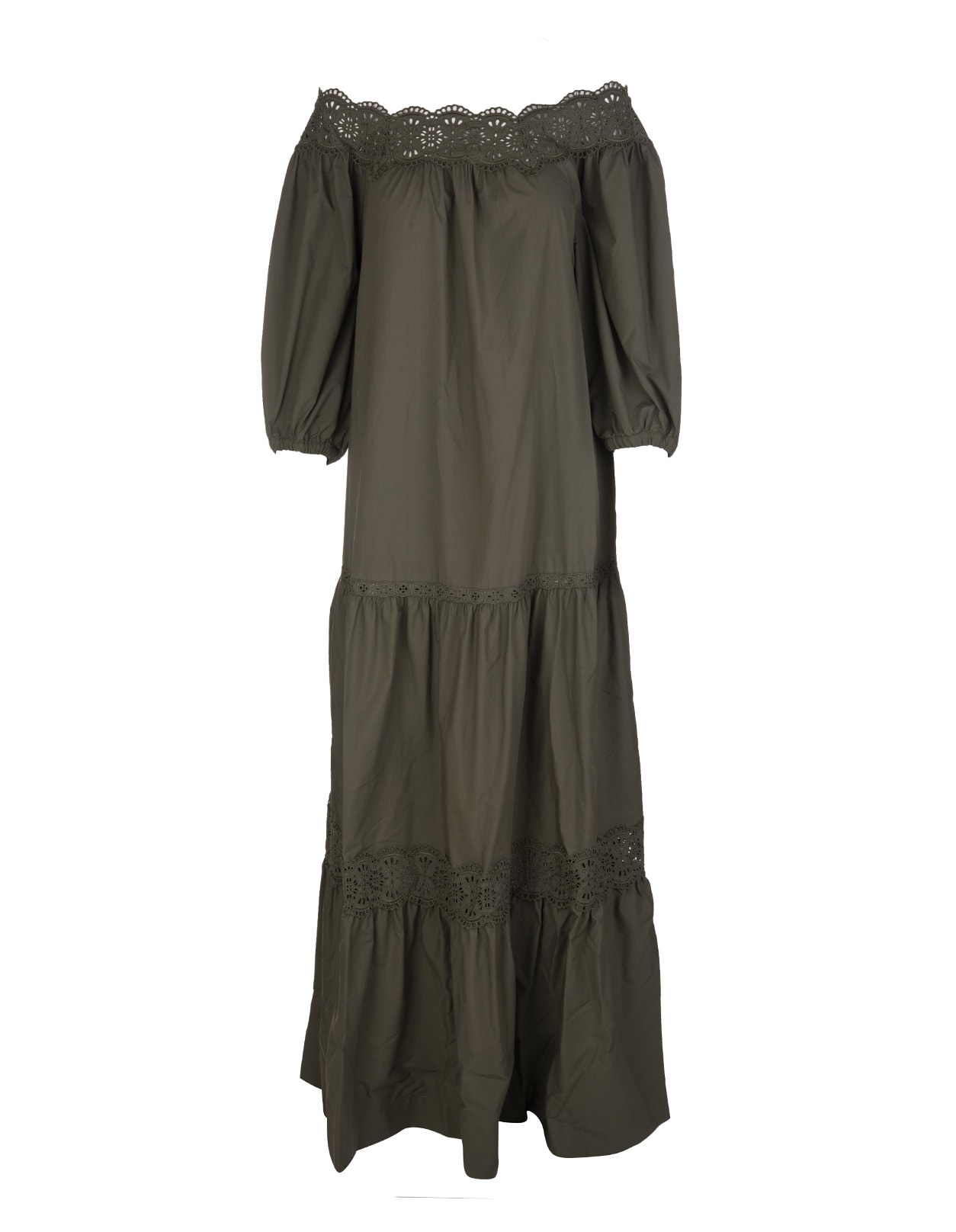 Parosh Khaki Green Canyon Maxi Dress