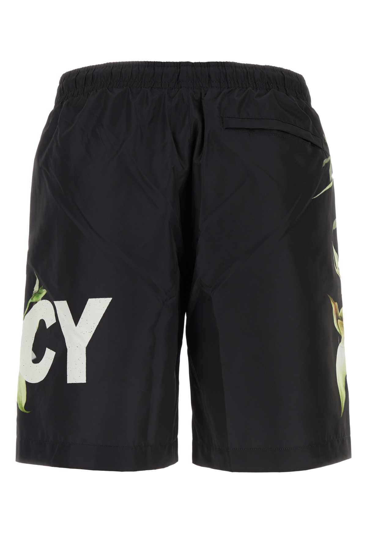 Shop Givenchy Black Polyester Swimming Shorts In Blackwhiteyellow