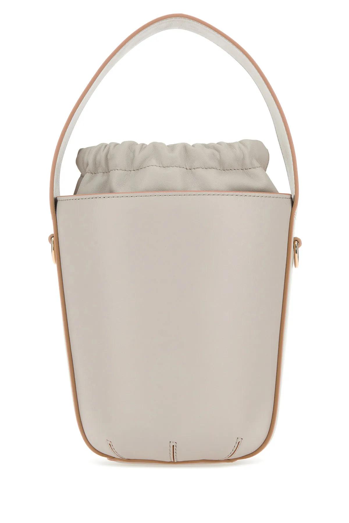 Shop Chloé Light Pink Leather Bucket Bag In Grey