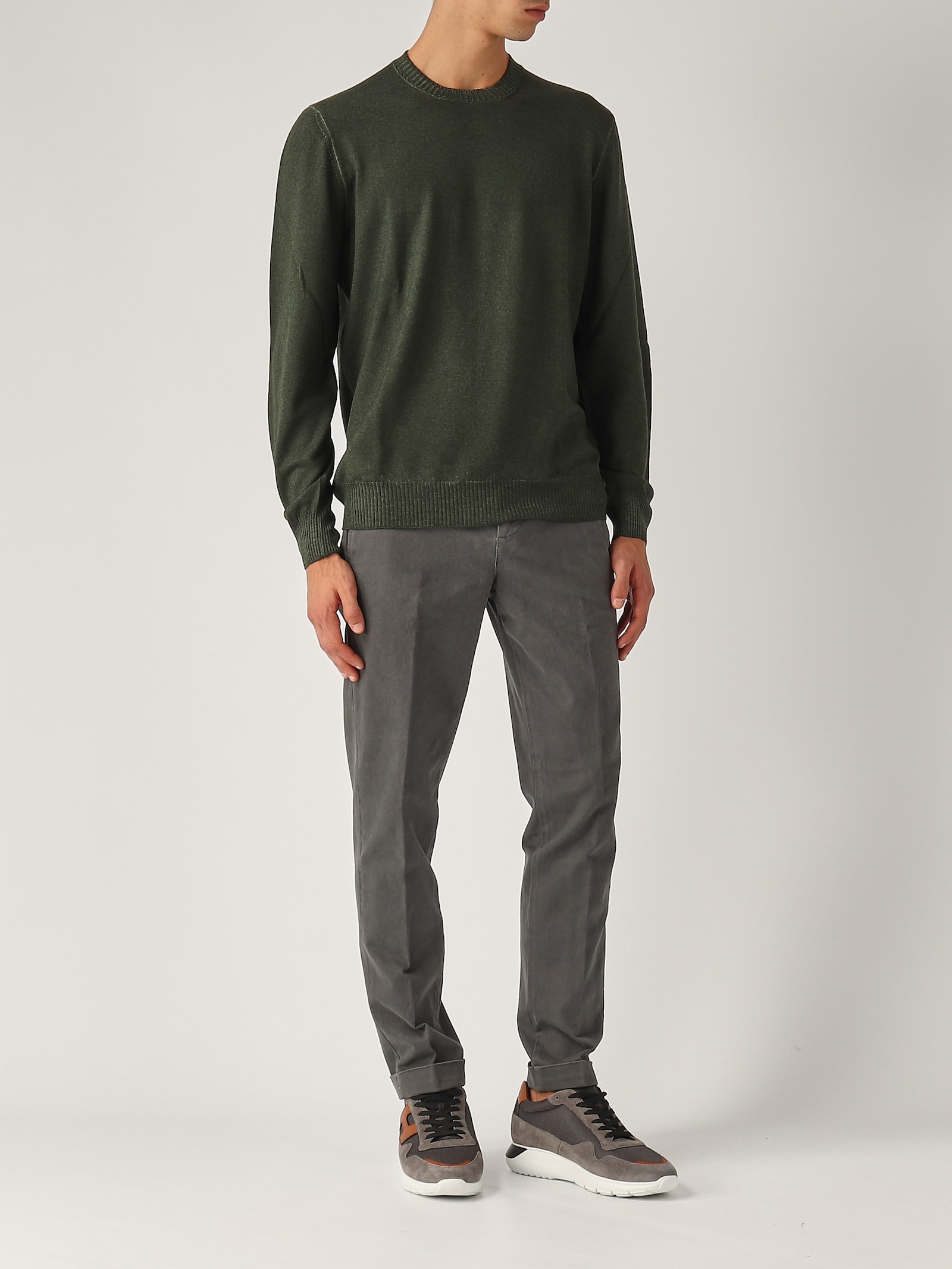 Shop Fay Girocollo Tinta In Capo Sweater In Verde