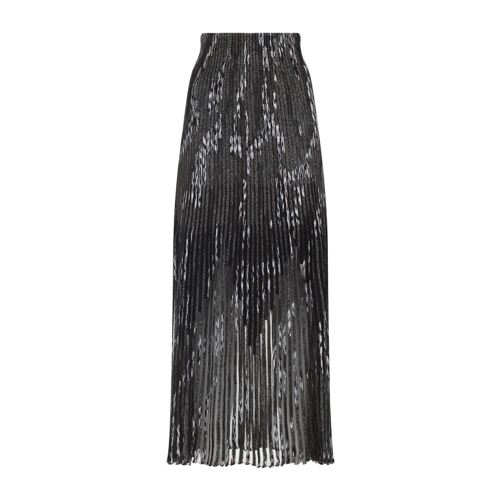 Missoni Patterned-jacquard Metallic-knit Midi Skirt In Gray