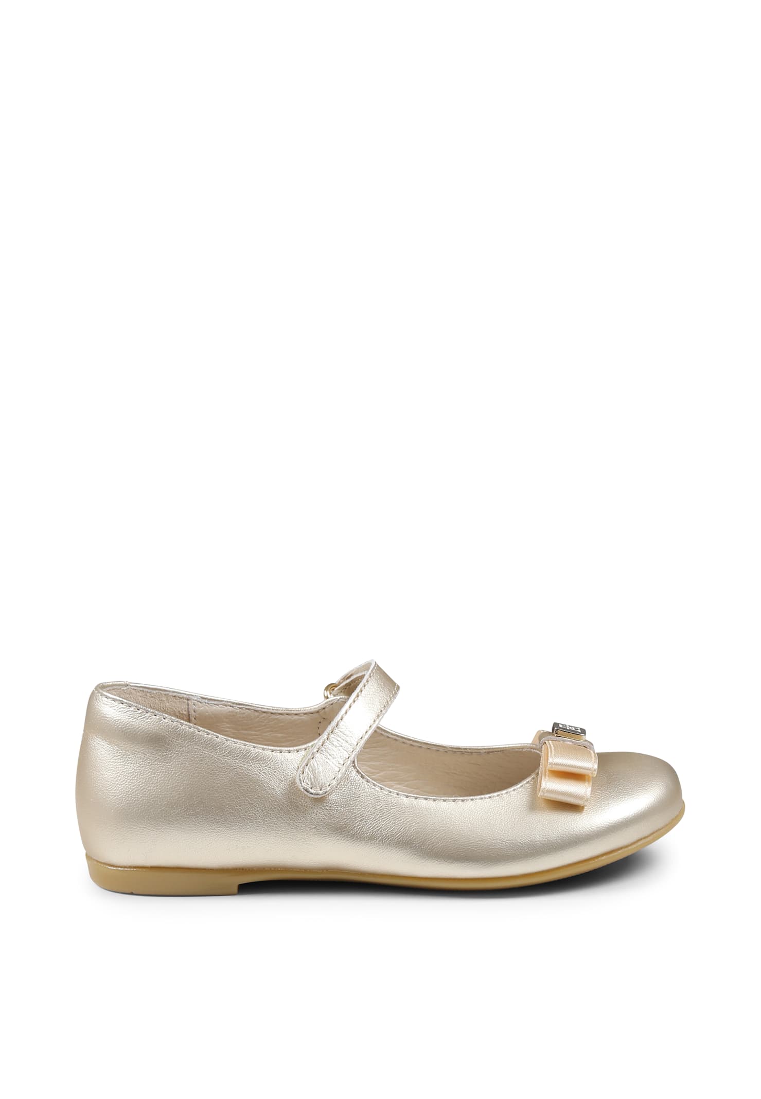 TOMMY HILFIGER GOLD BALLERINAS FOR GIRL WITH BOW