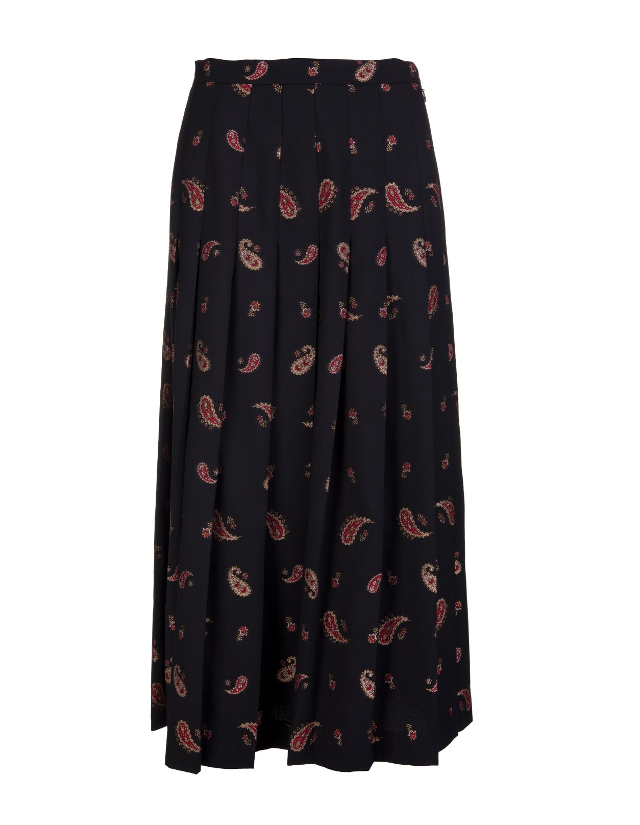 Etro Pleated Midi Skirt In Jacquard With Micro Paisley