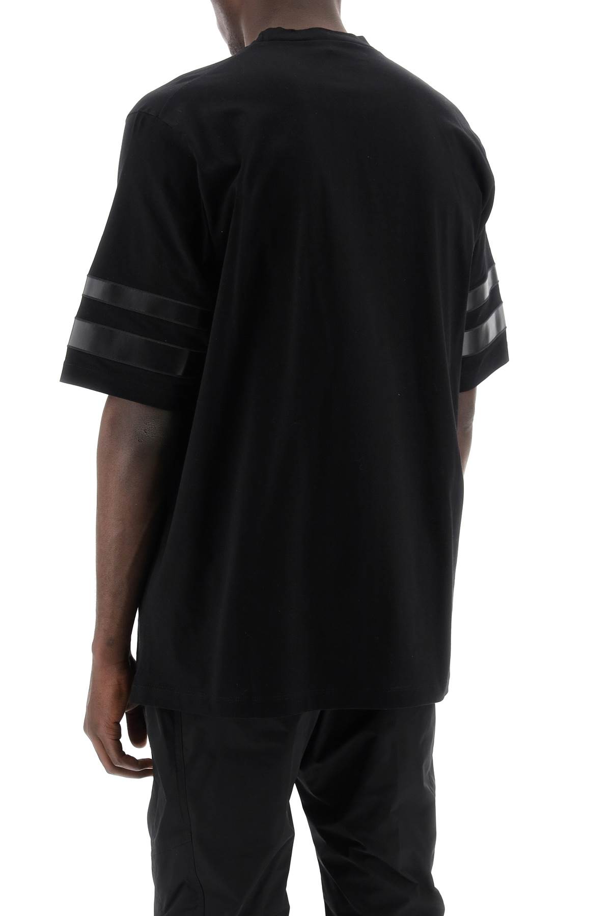 Shop Dsquared2 T-shirt With Faux Leather Inserts In Black (black)