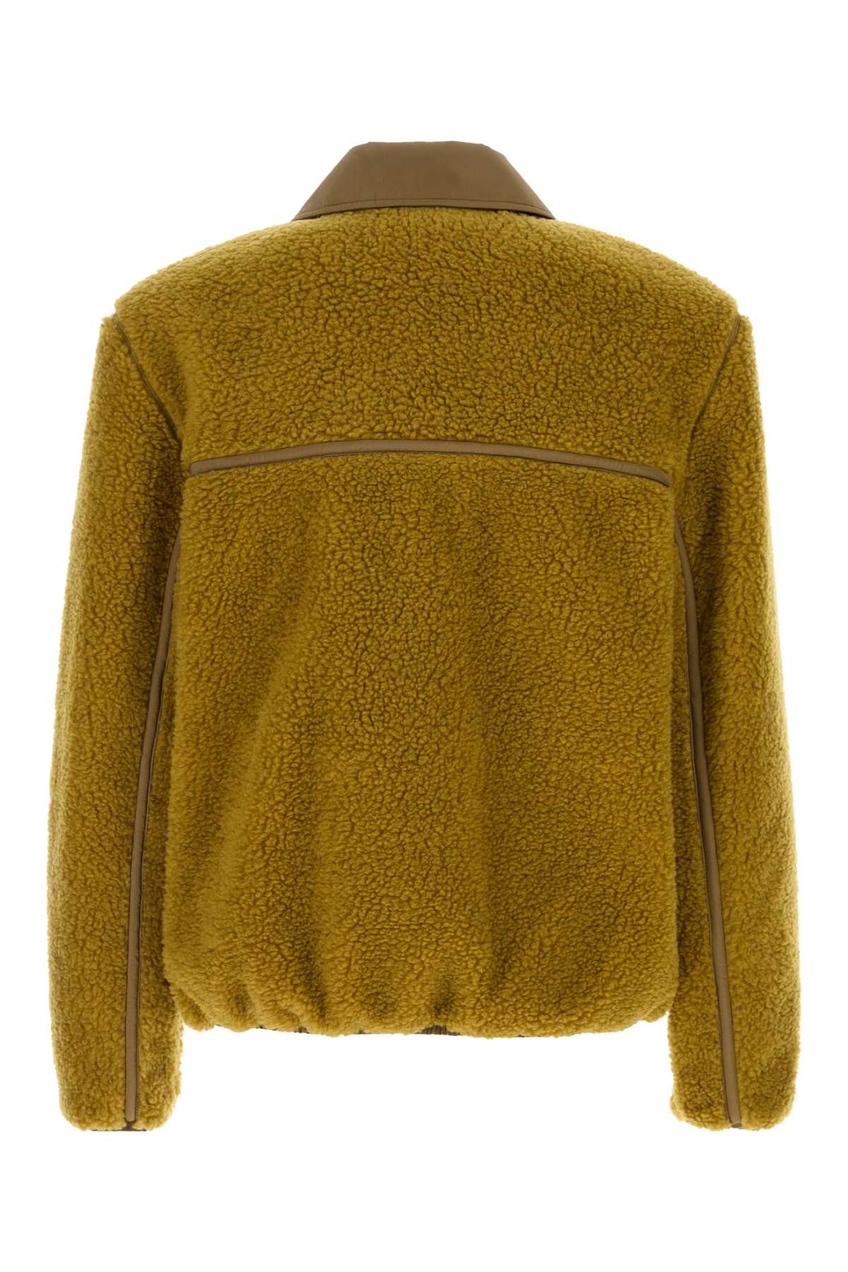 Ami Alexandre Mattiussi Ami Paris Ami Yellow Shearling Jacket With Contrast Collar In Green