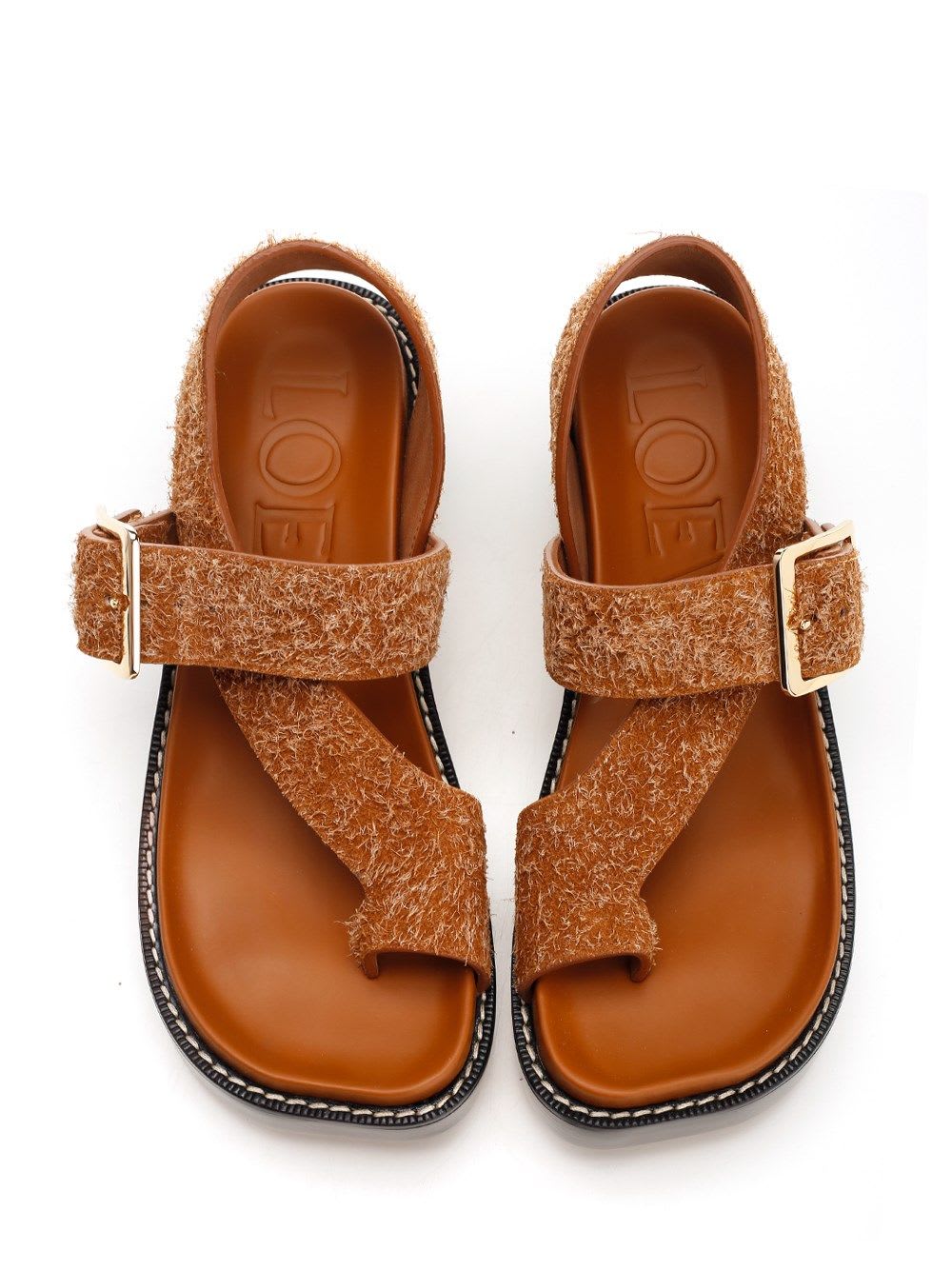 Loewe 70mm Ease Brushed-suede Sandals In Beige