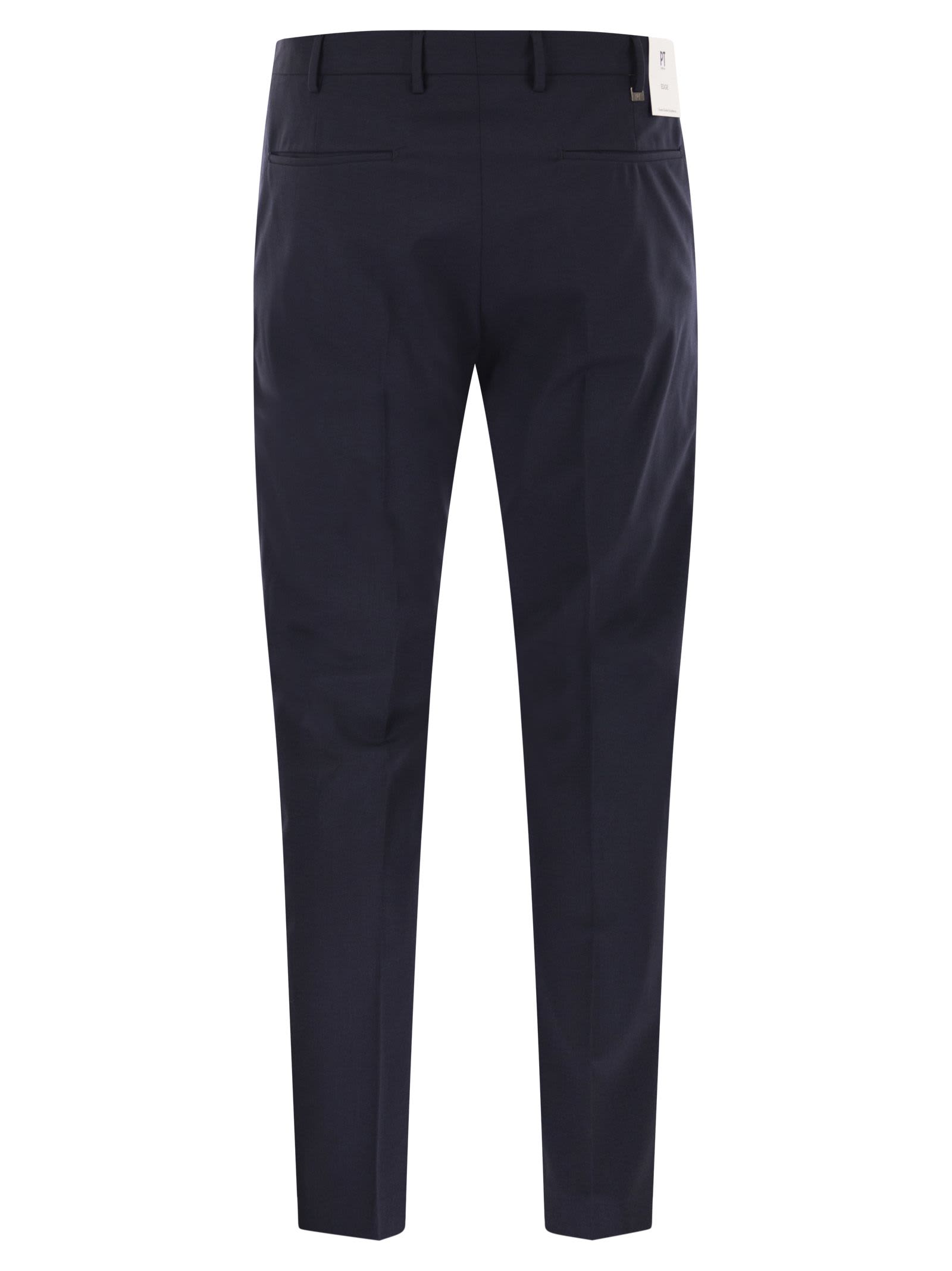 Pt Torino Dieci Stretch Virgin Wool Trousers In Blue