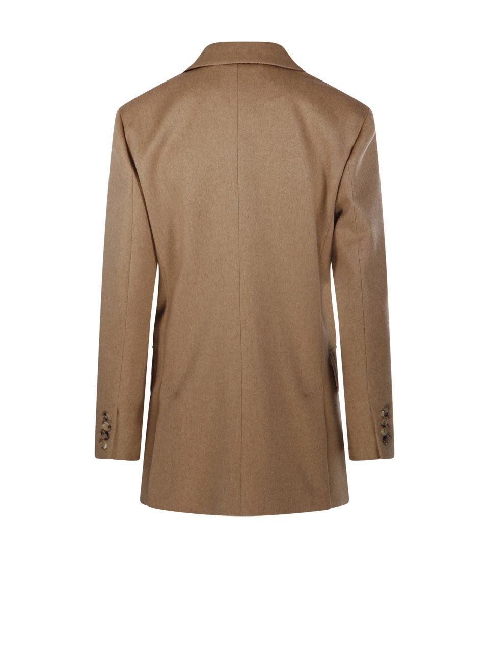 Shop Max Mara Falster Double-breasted Long-sleeved Jacket In Camel