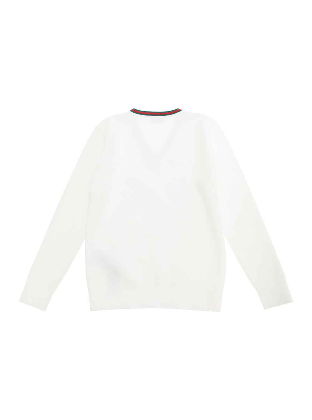 Gucci White T-shirt Wti Web V Neck And Embroidery In Cotton Boy In White