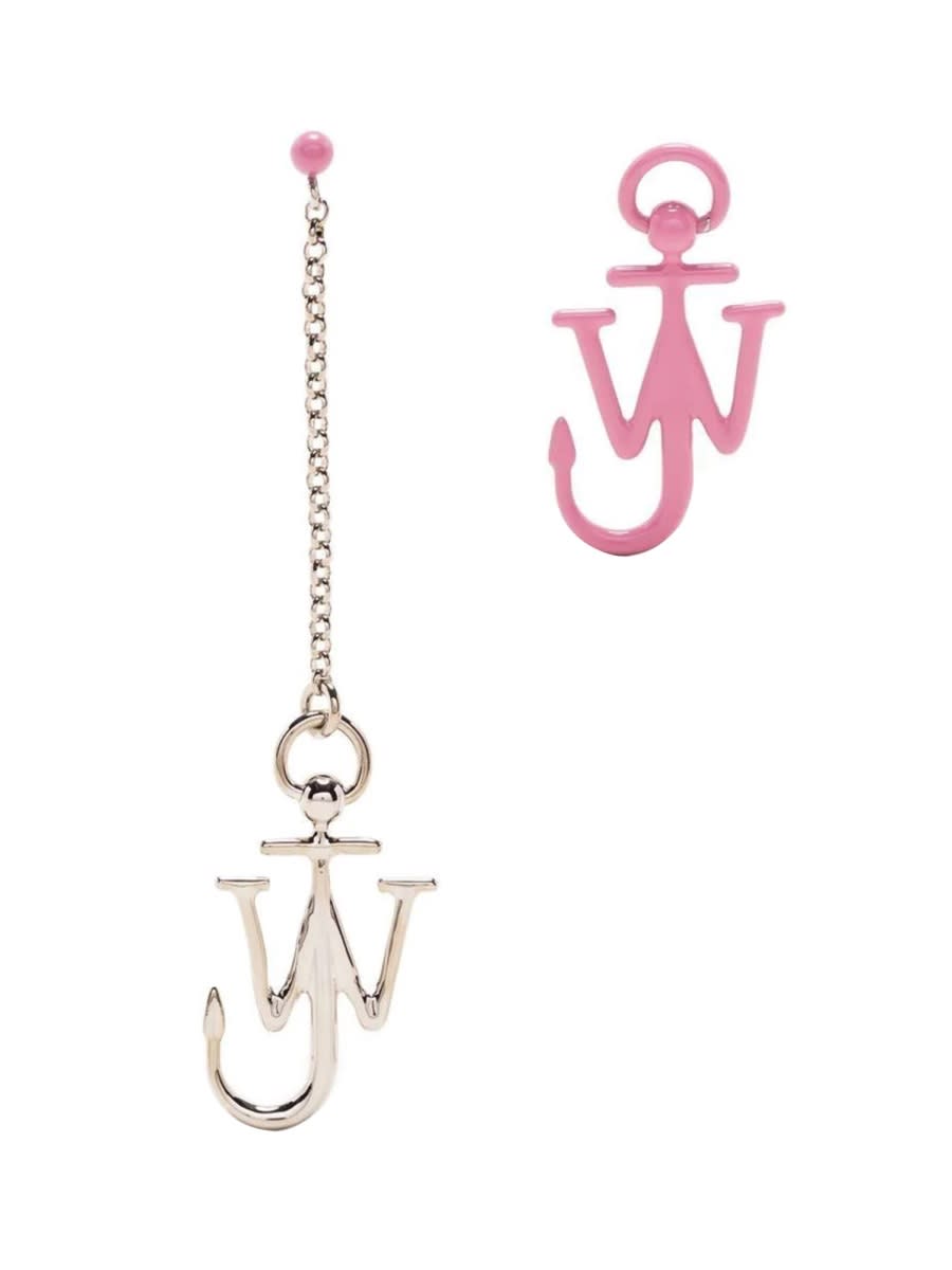 Shop Jw Anderson Asymmetric Anchor Earrings In Pink