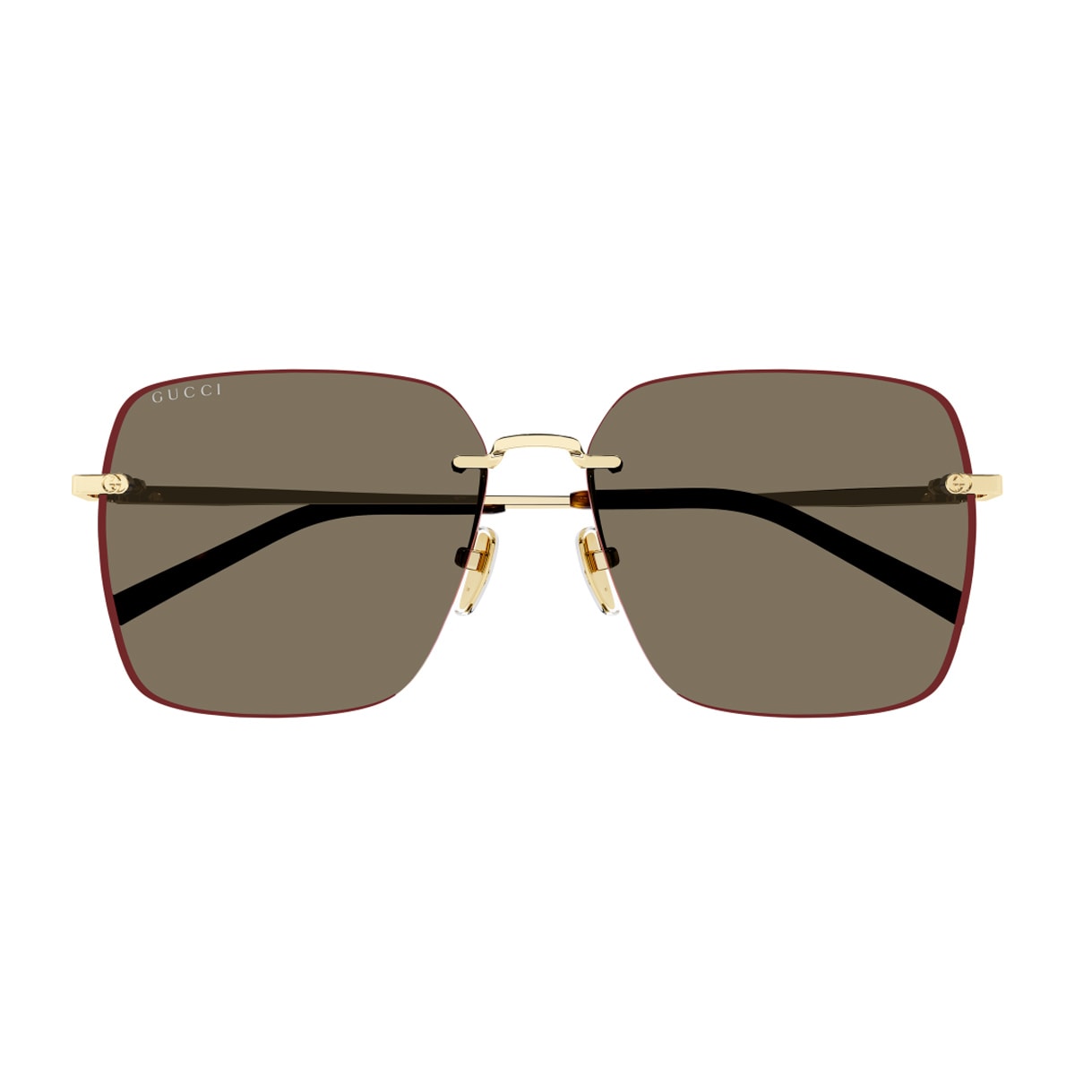 Gucci Gg1955sa Linea Institutional Logo 002 Gold Brown Sunglasses In Green