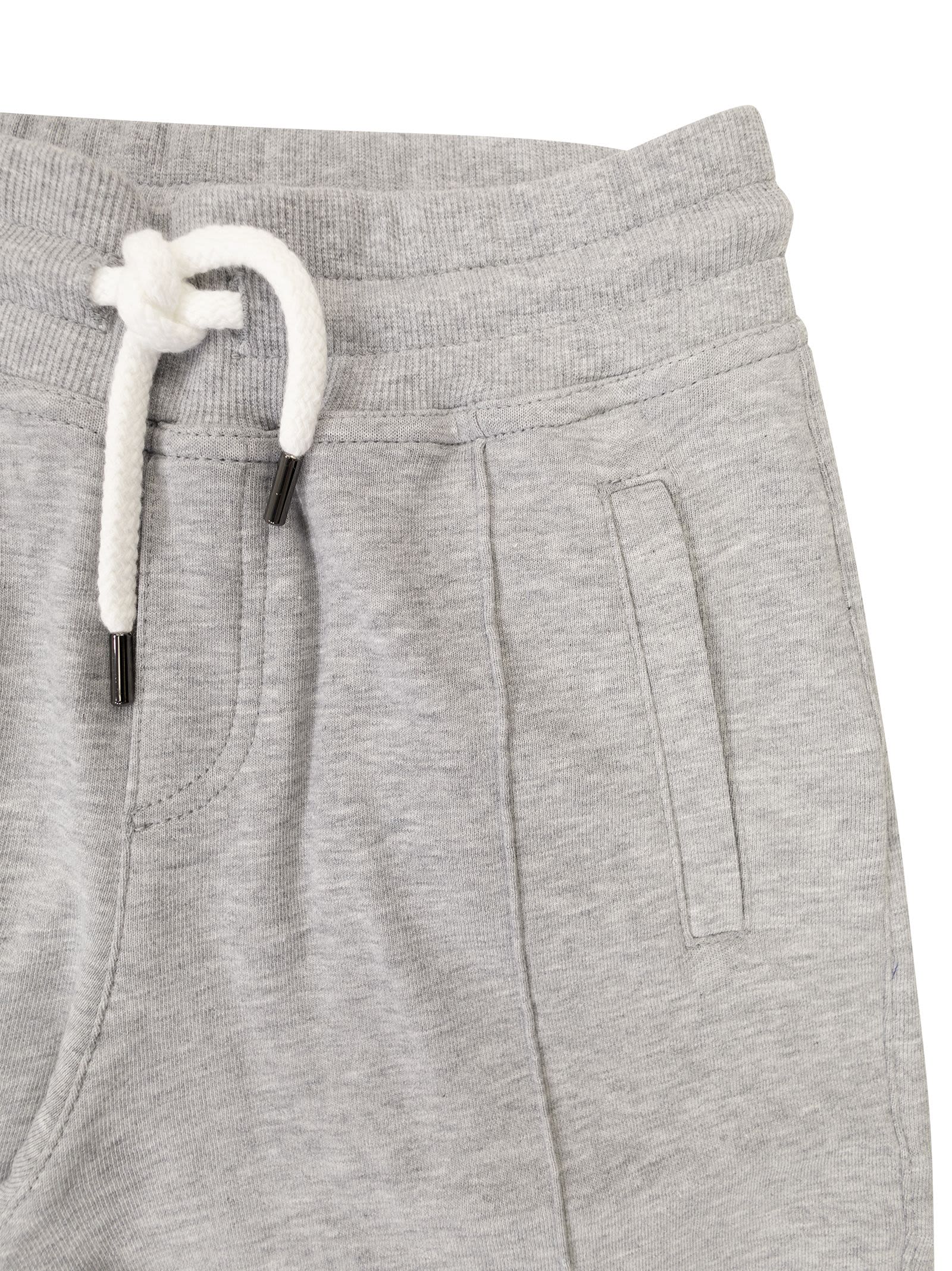 Shop Brunello Cucinelli Techno Cotton Fleece Trousers With Crête And Elasticated Bottom With Zip In Grey