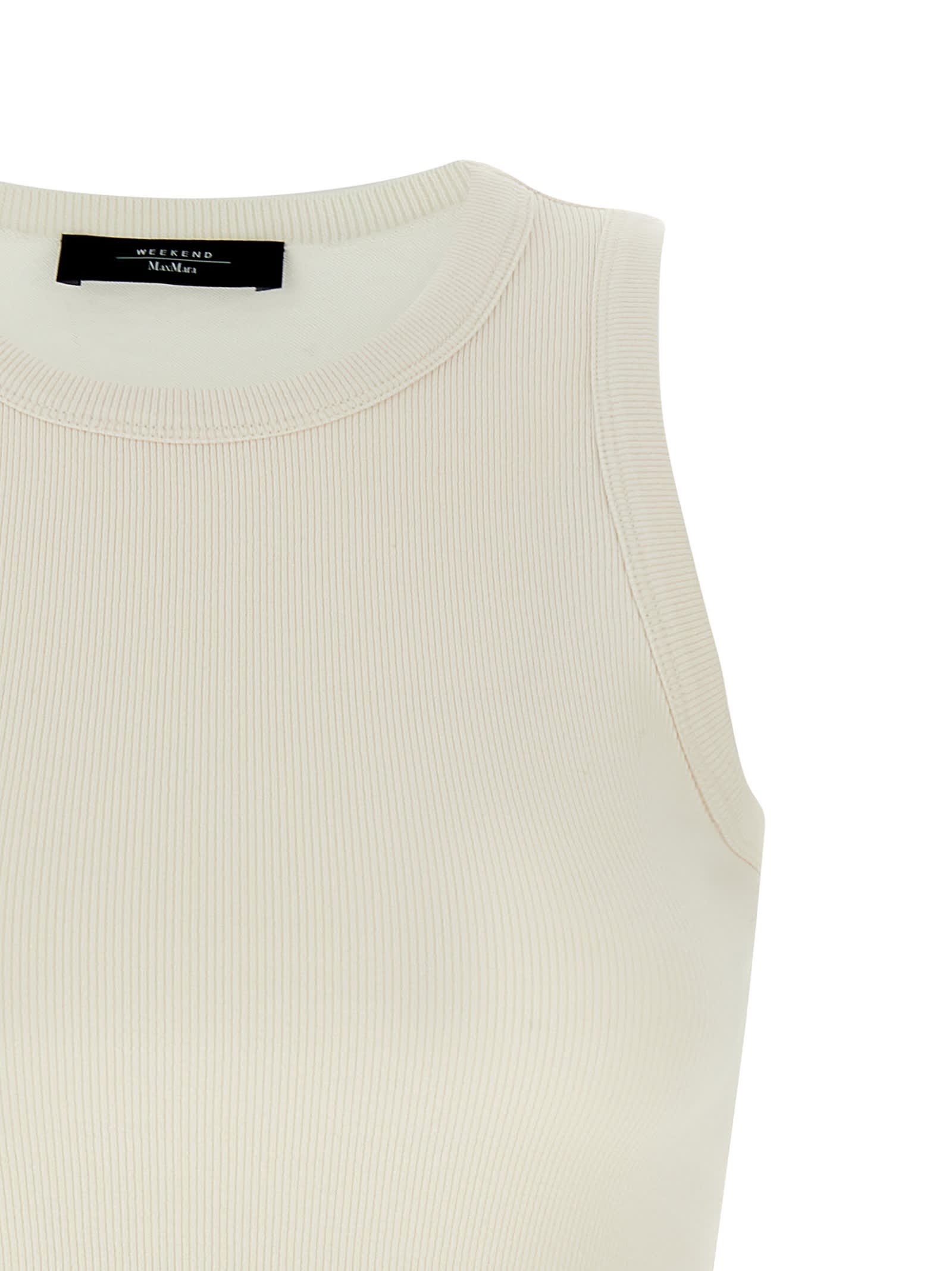 Weekend Max Mara Ribbed Crew Neck Sleeveless Top In Neutral