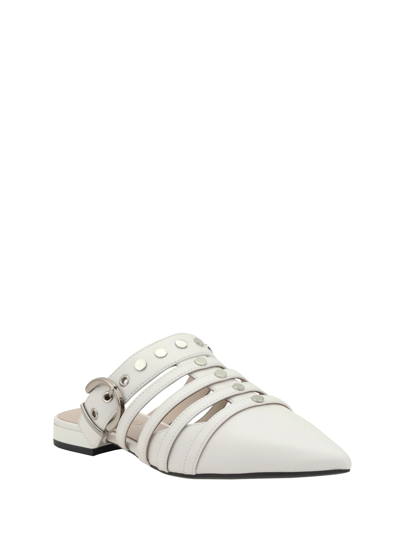 Pinko Pointed-toe Buckle Detailed Slip-on Slides In Milk