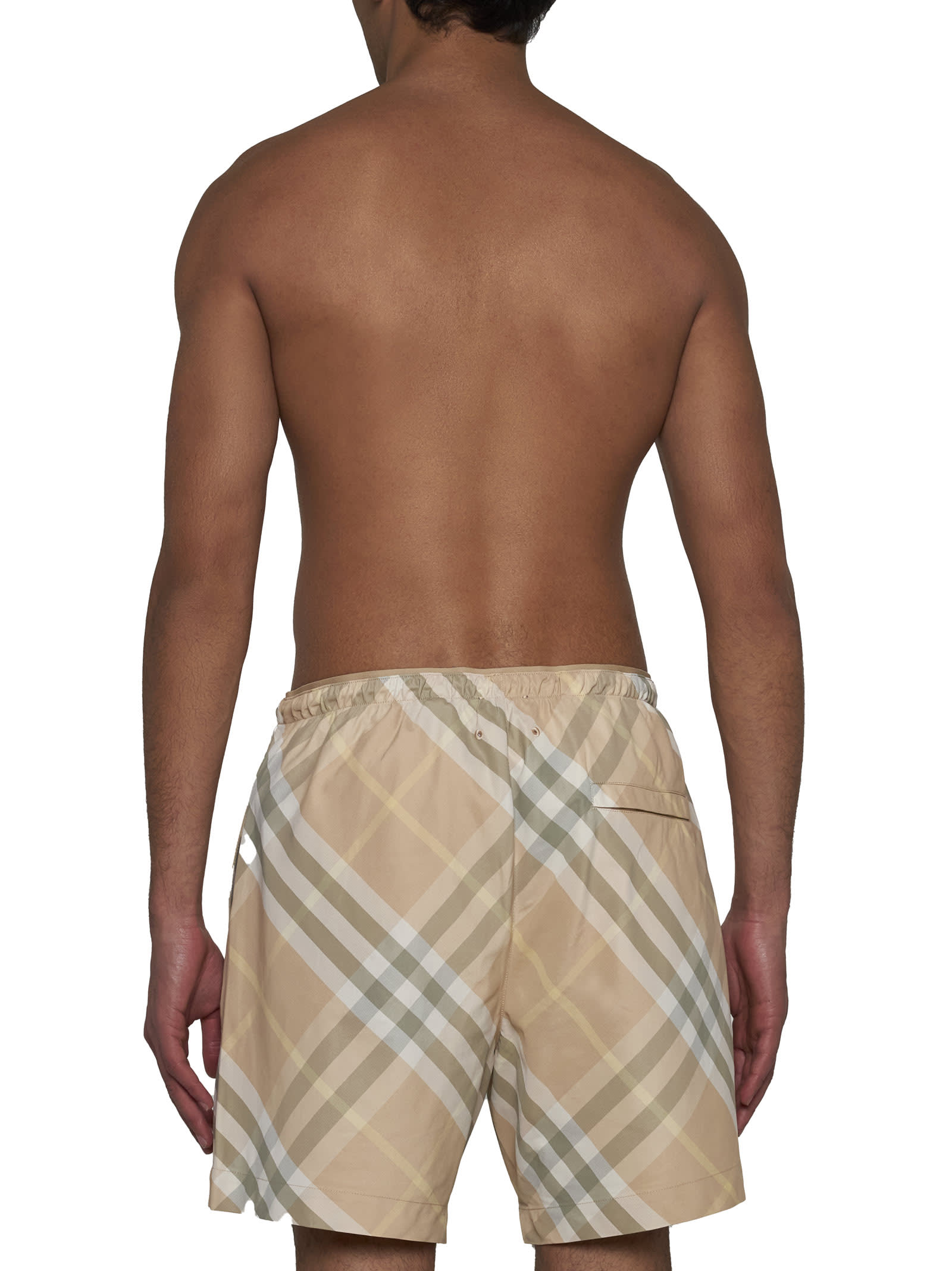 Shop Burberry Swimming Trunks In Flax Ip Check