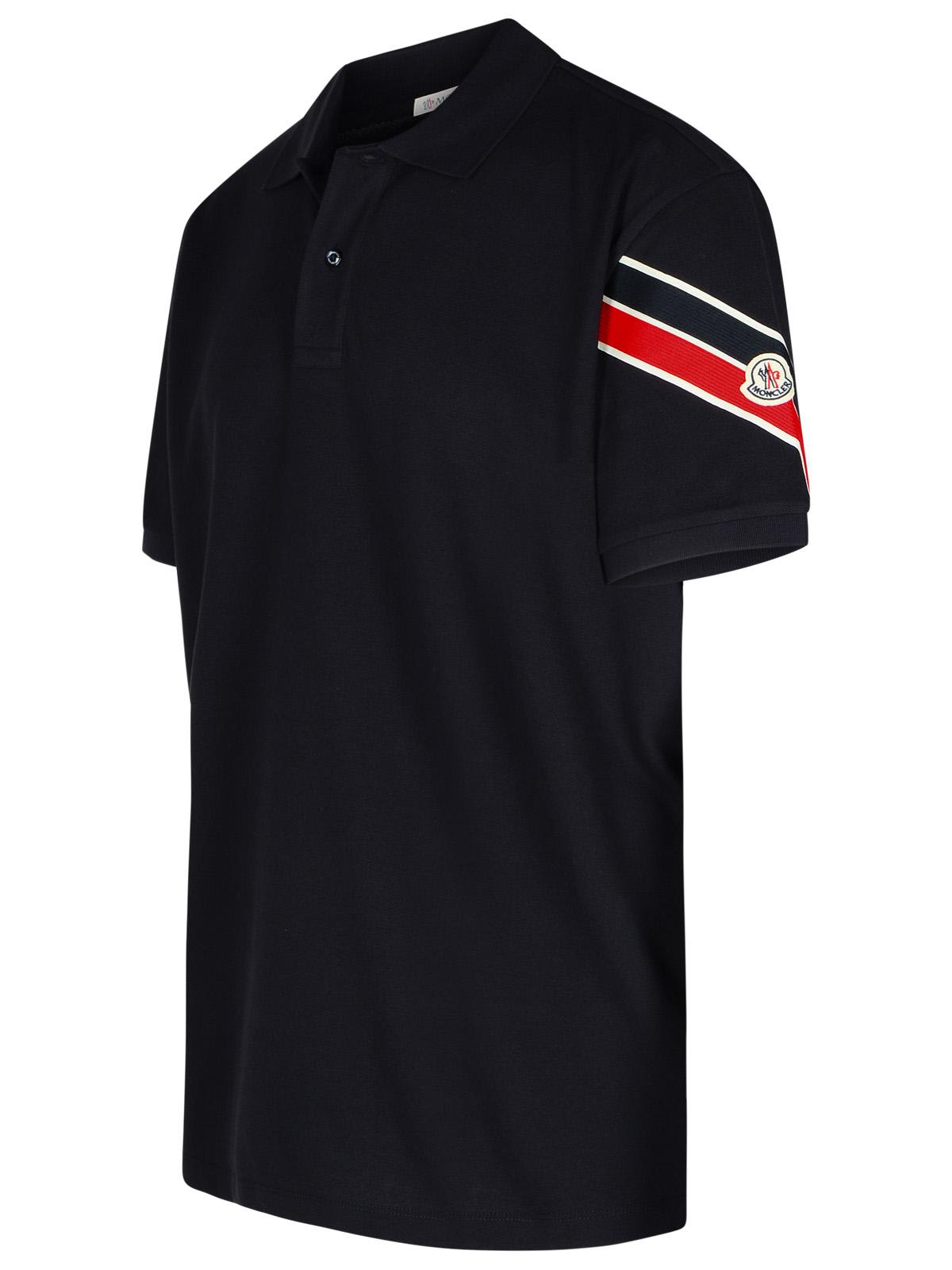 Moncler Short Sleeve Pique Polo Shirt In Navy