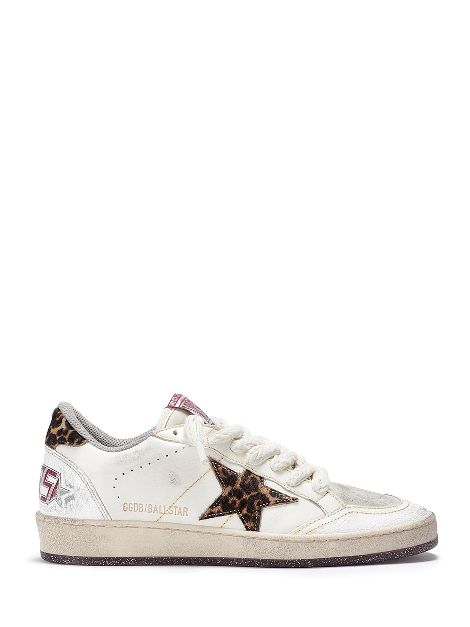 Shop Golden Goose Ballstar Nappa Upper Leo Horsy Star And Heel Crack In White/beige/beige Brown Leo