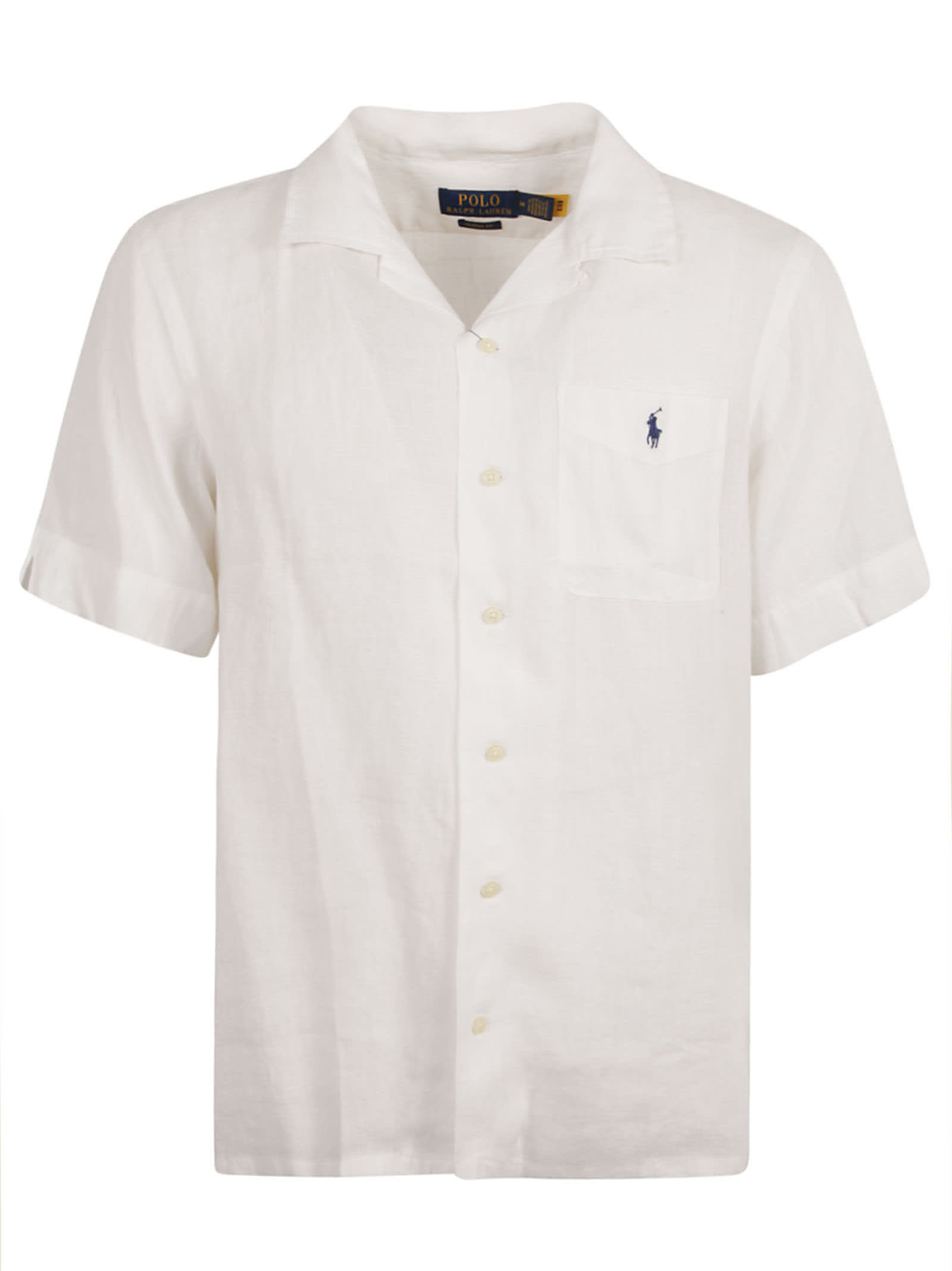 Shop Ralph Lauren Patched Pocket Logo Embroidered Short-sleeved Shirt In White