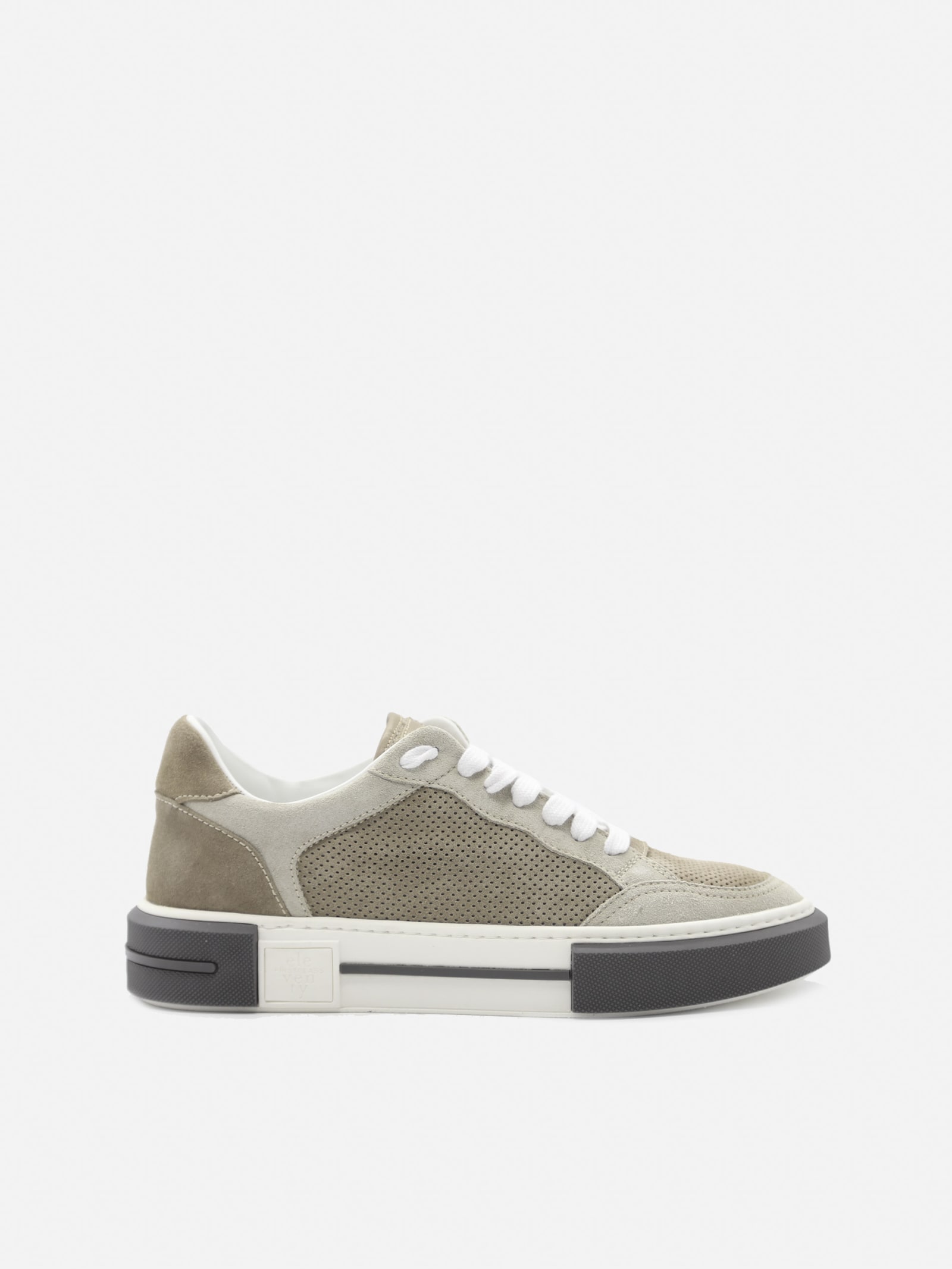 Eleventy Leather Sneakers With Perforated Details