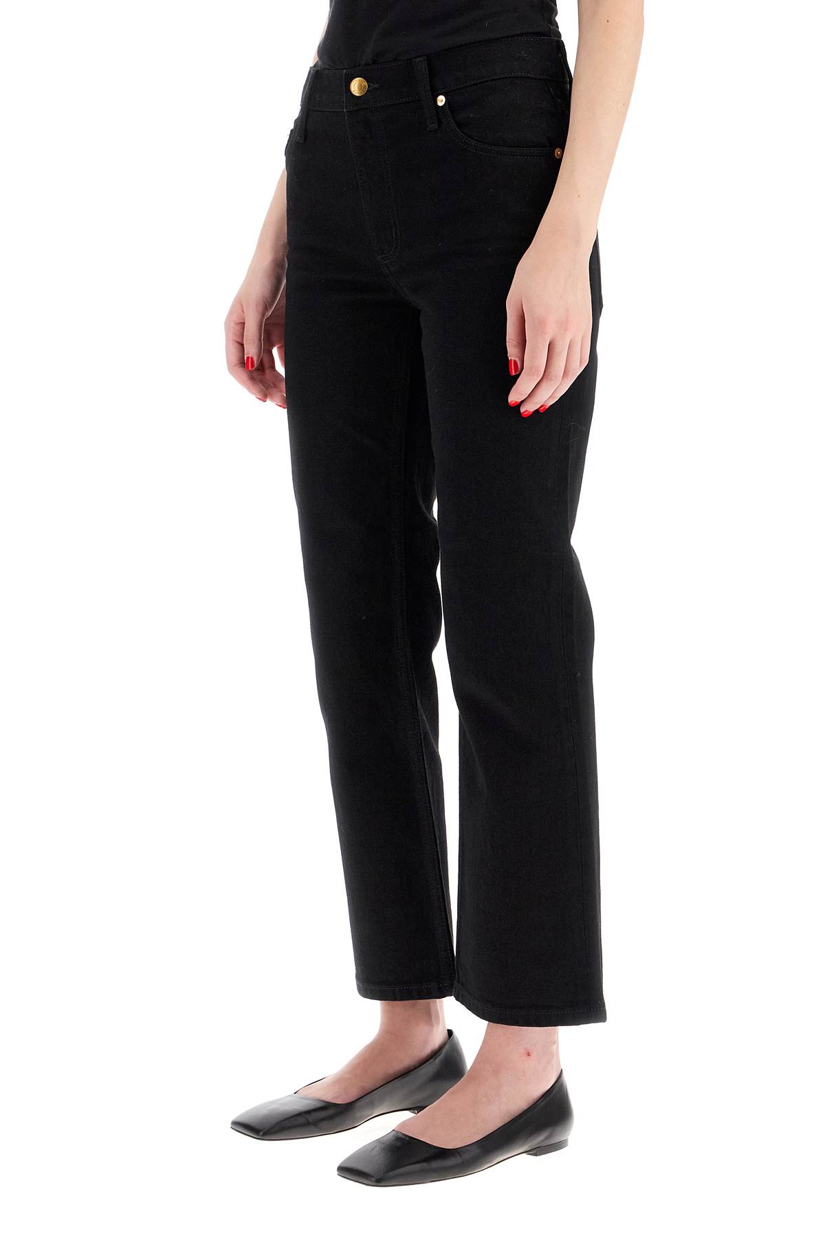 Shop Tory Burch Low-waisted Kick Flare Jeans In Black Rinse Wash (black)