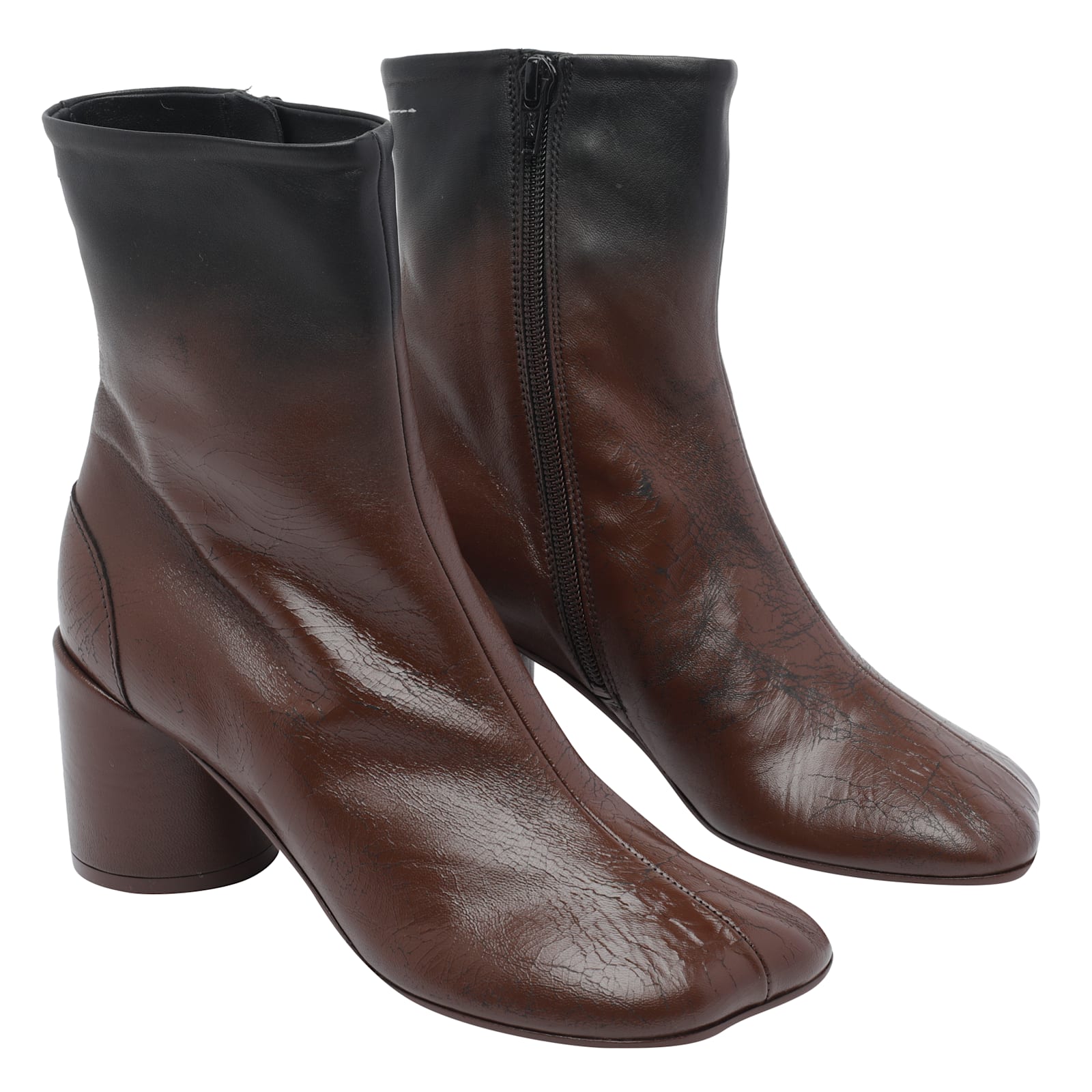 Mm6 Maison Margiela Anatomic Block-heel Boots In Brown