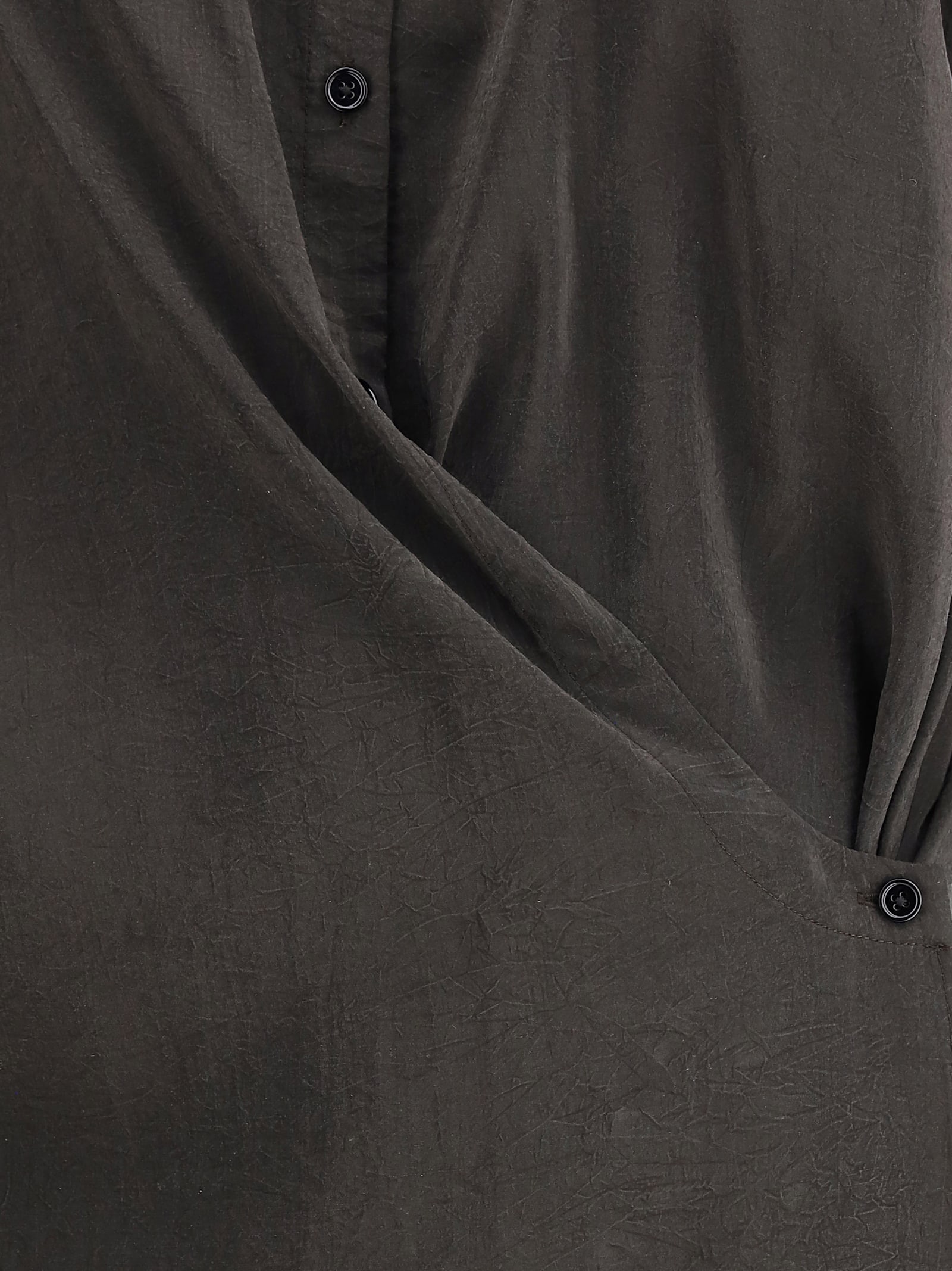 Lemaire Straight Collar Twisted Dress In Dark Espresso