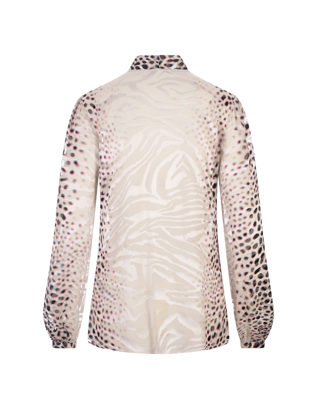 Shop Roberto Cavalli Printed Devoré Satin Shark Shirt In White