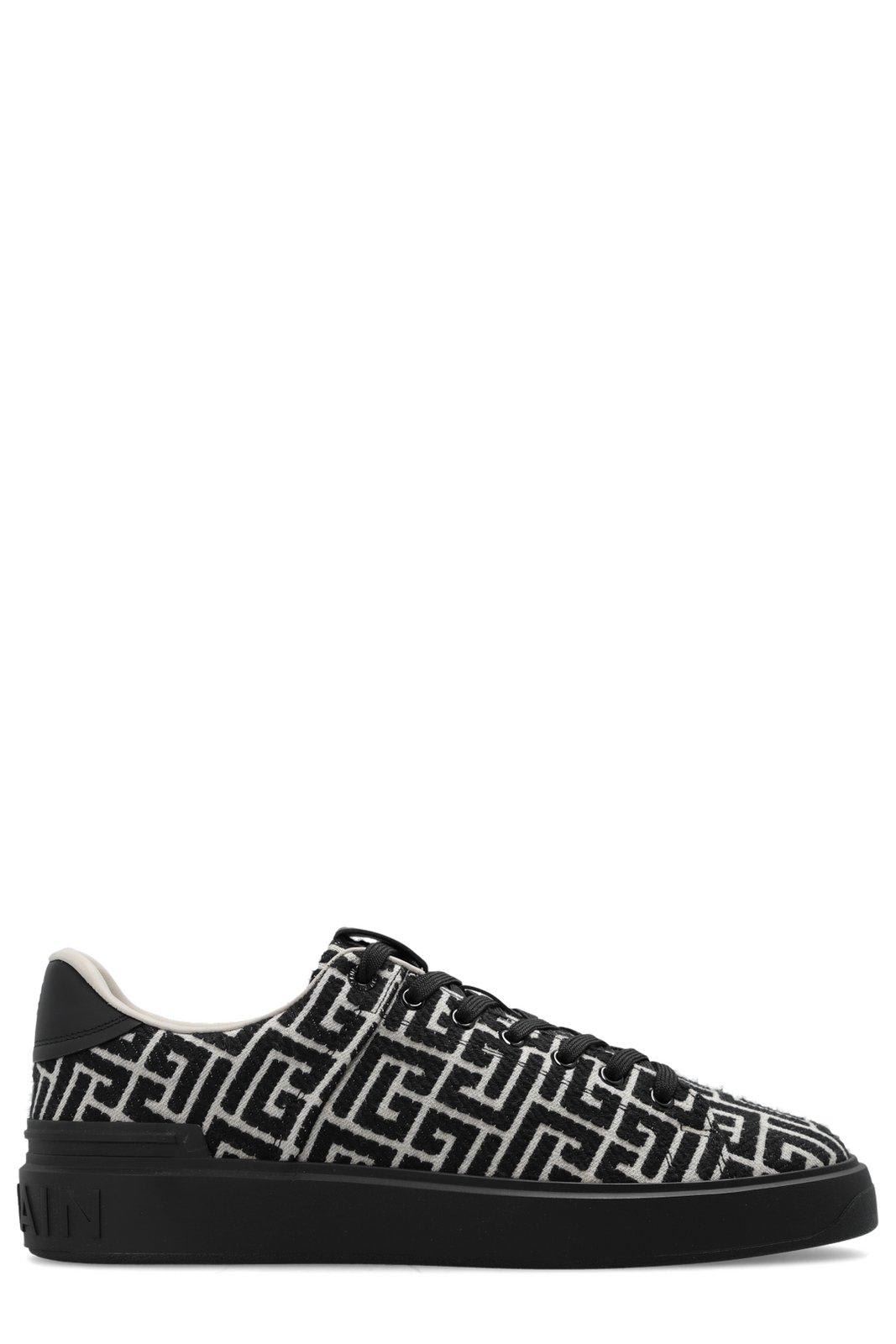 Shop Balmain B Court Monogram Sneakers In Black/white