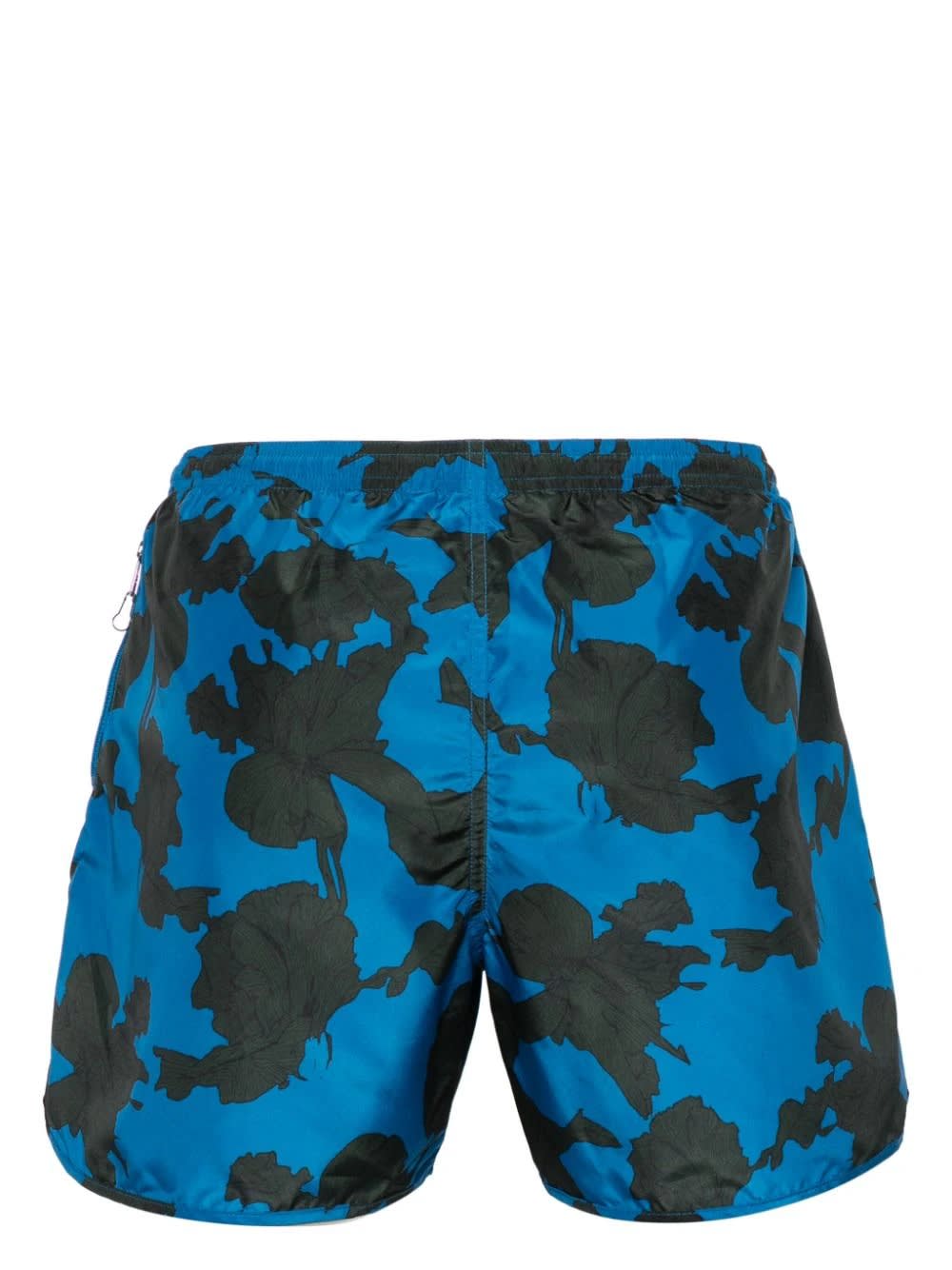 Shop Neil Barrett Blue And Black Printed Swimwear