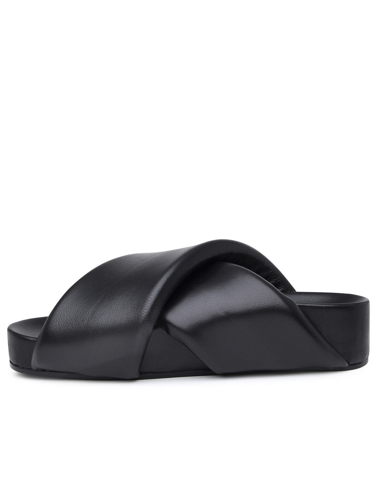 Shop Jil Sander Flip Flops In Black Leather In Nero