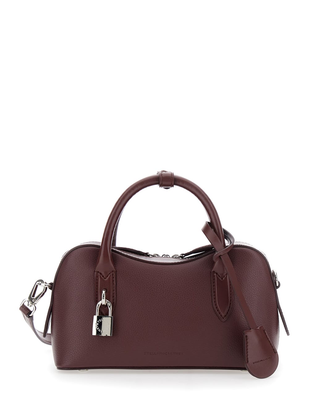 Stella Mccartney Ryder Bordeaux Handbag With Two Top Handles And Front Padlock Detail With Logo In Ecoleather Woman In Burgundy