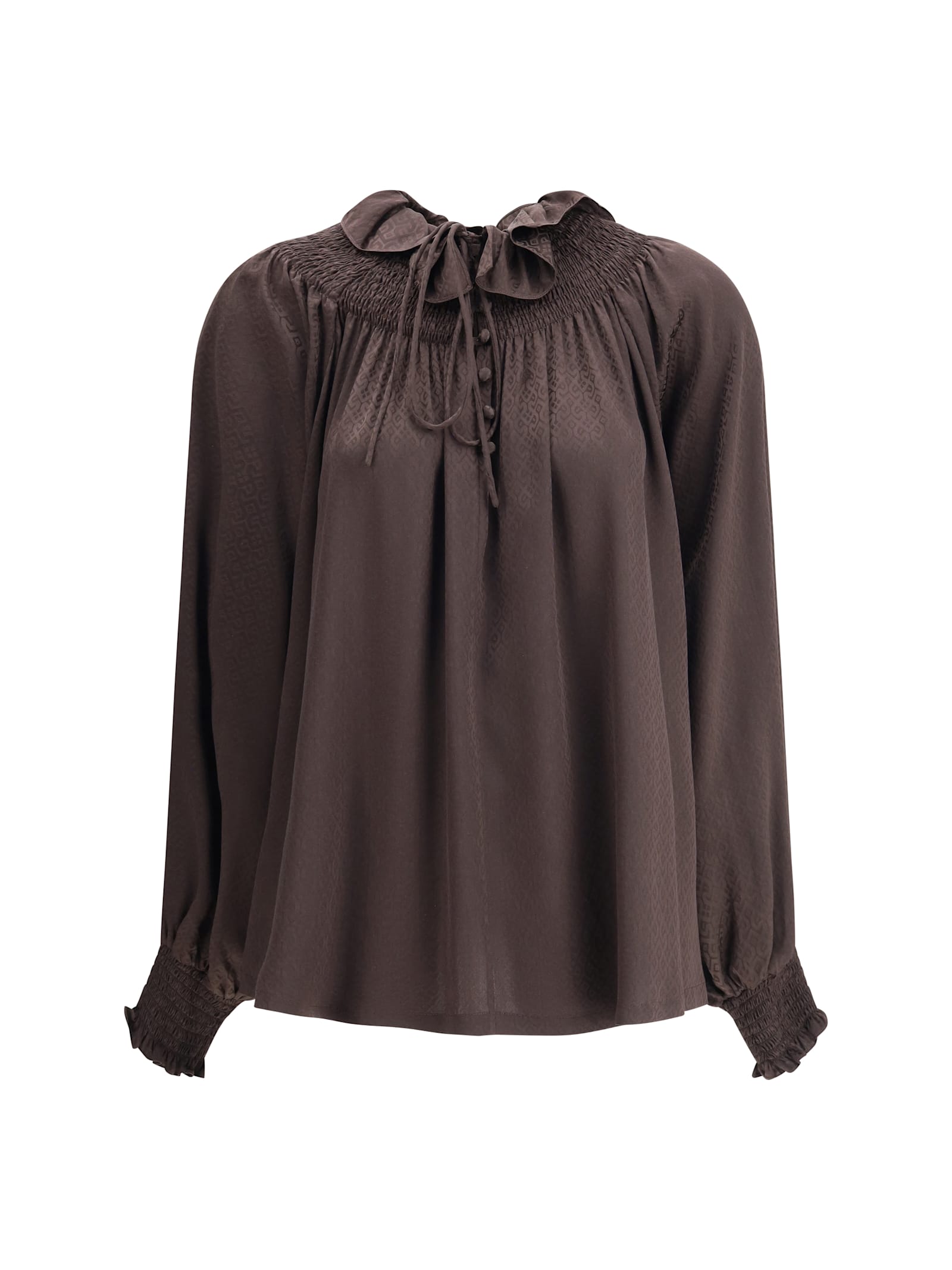 Burberry Geometric Silk Blouse In Brown