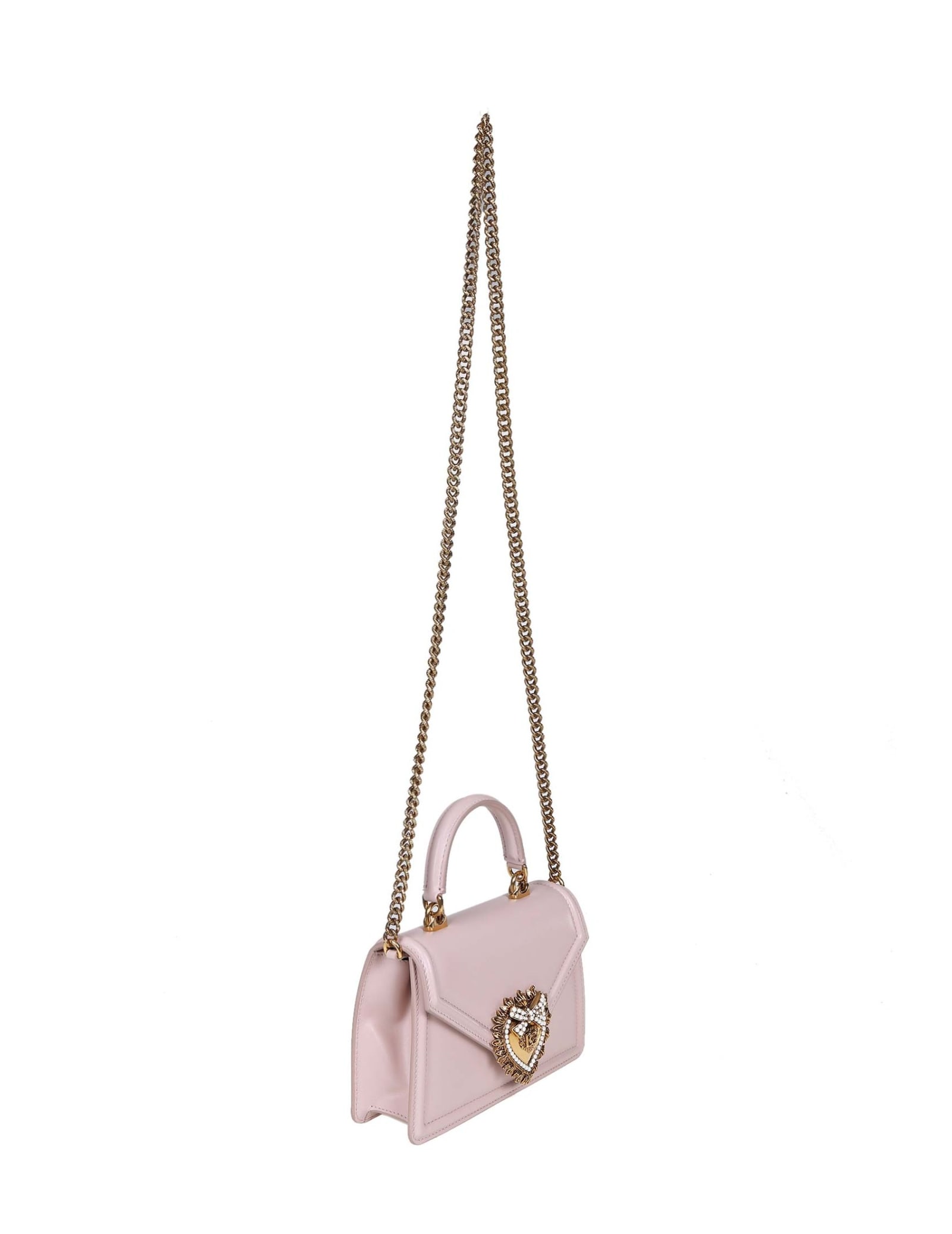Shop Dolce & Gabbana Small Devotion Handbag In Powder Leather