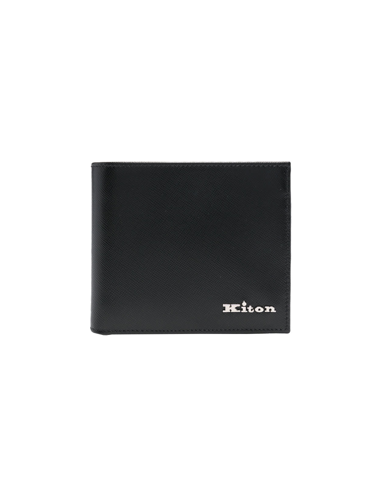 Black Bi-fold Wallet With Silver Logo