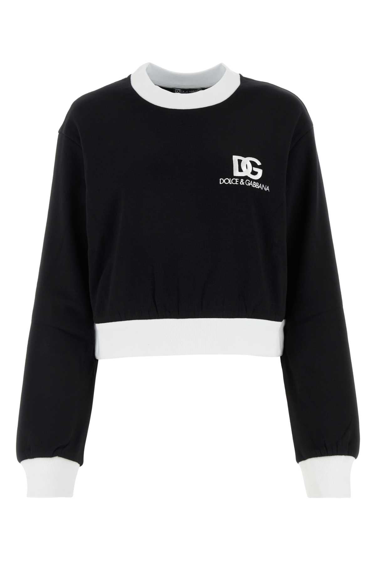 Shop Dolce & Gabbana Black Cotton Blend Sweatshirt In Nero