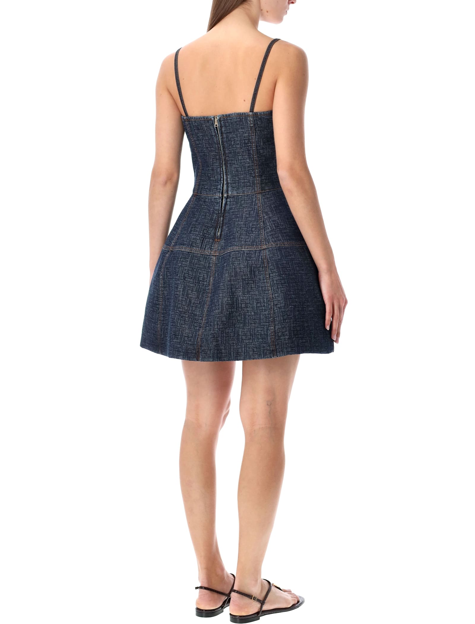 Fendi Mini Dress Denim Ff Emb