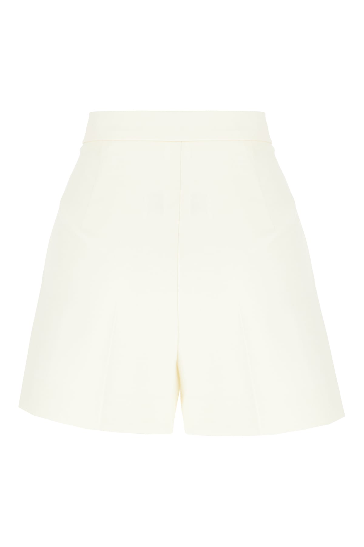 Max Mara Zic High-rise Wool-blend Canvas Shorts In Bianco