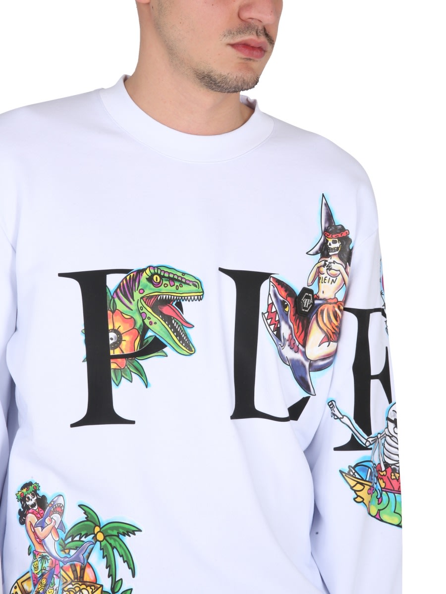 Shop Philipp Plein Crewneck Sweatshirt In White