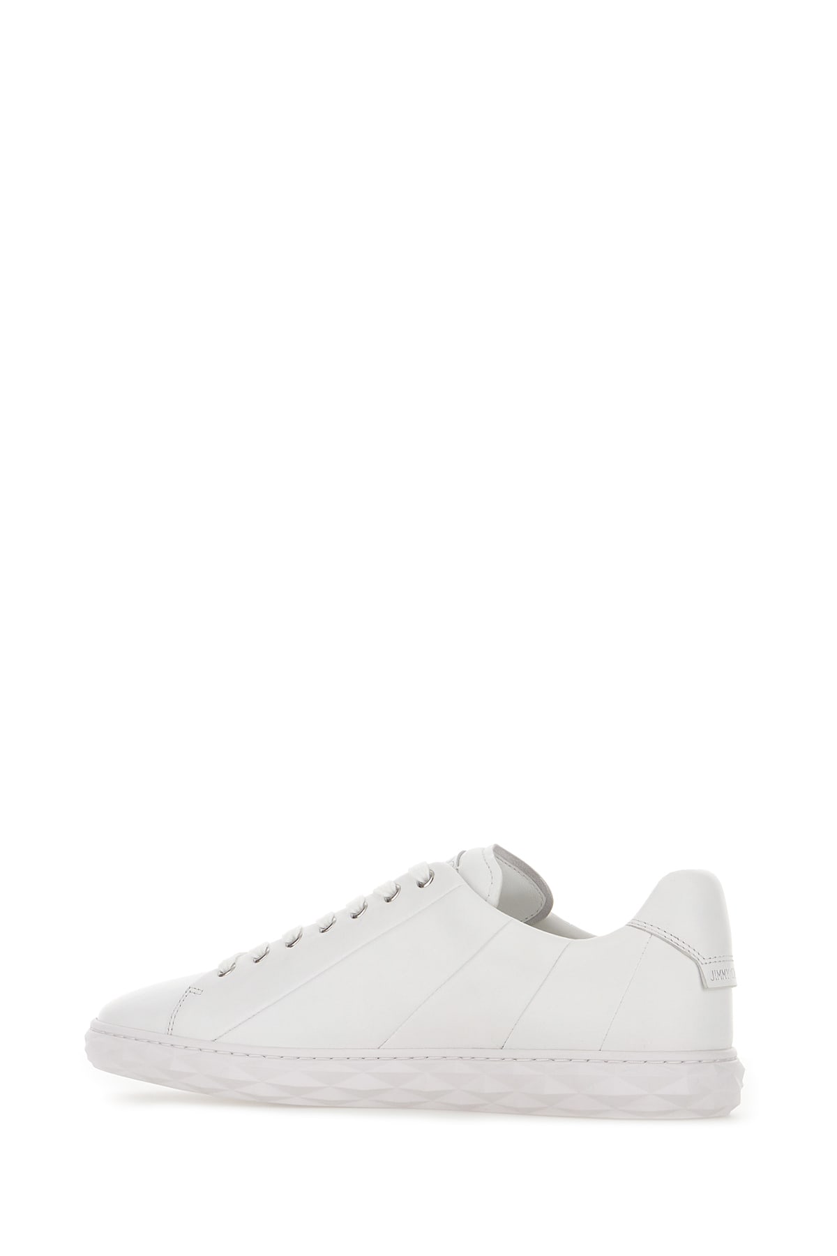 Shop Jimmy Choo White Leather Diamond Light Sneakers In Vwhitewhite